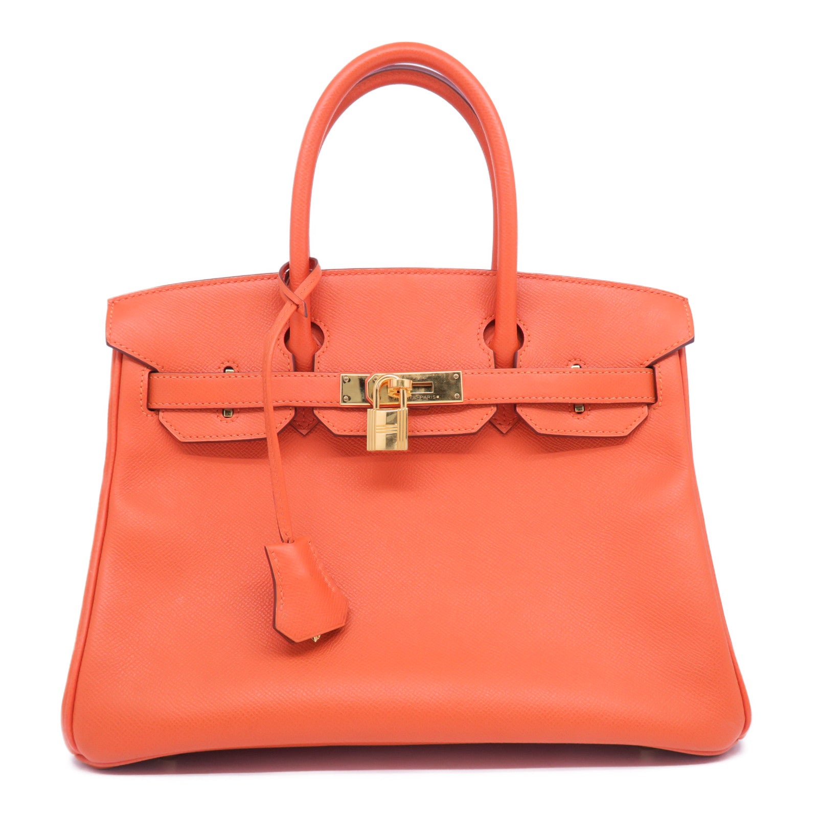 HERMES 【激減優惠】Epsom皮革Birkin 30金扣手挽袋火焰橘/Feu