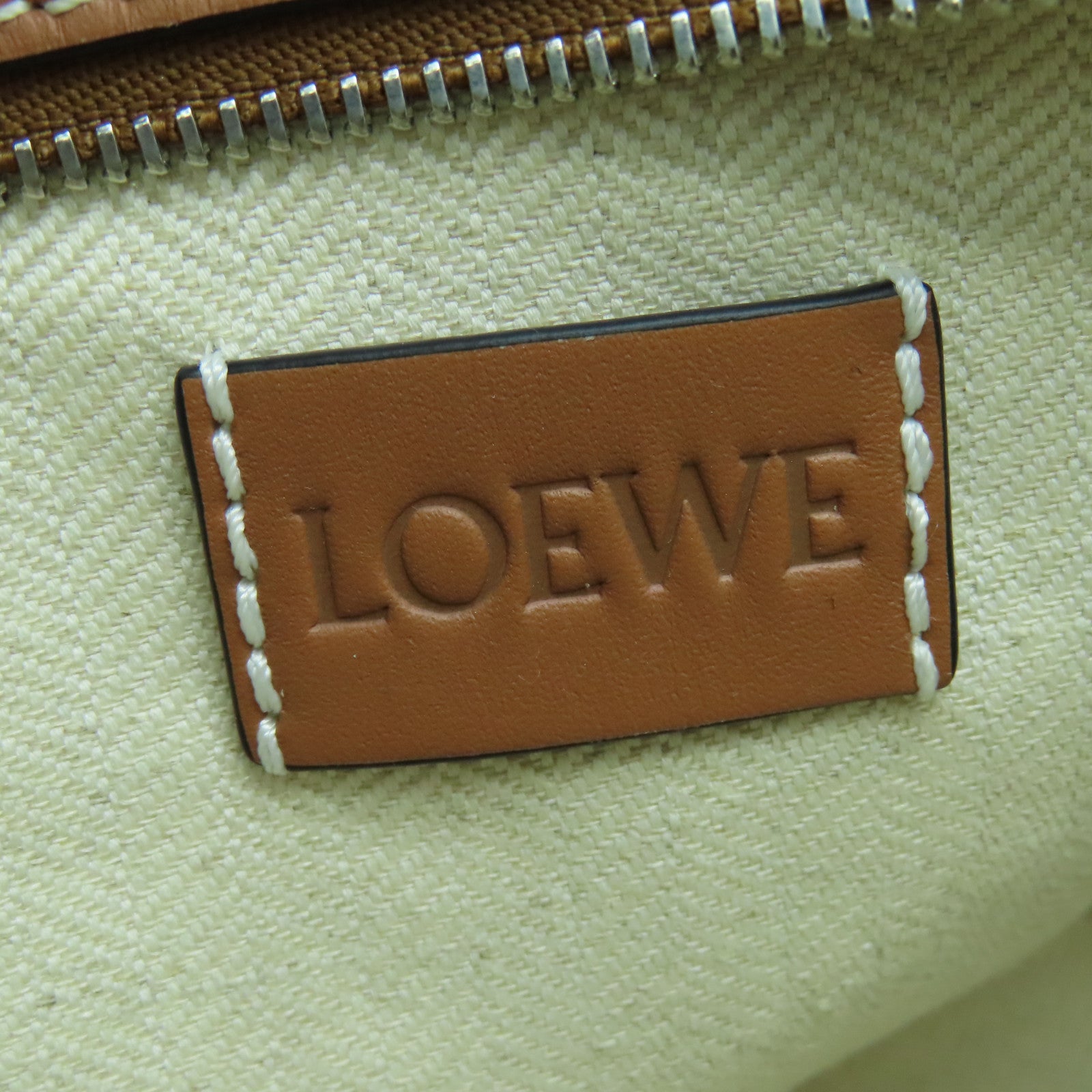 LOEWE 酒椰/皮革Basket Shoulder Bag銀扣肩背袋黃色/啡色
