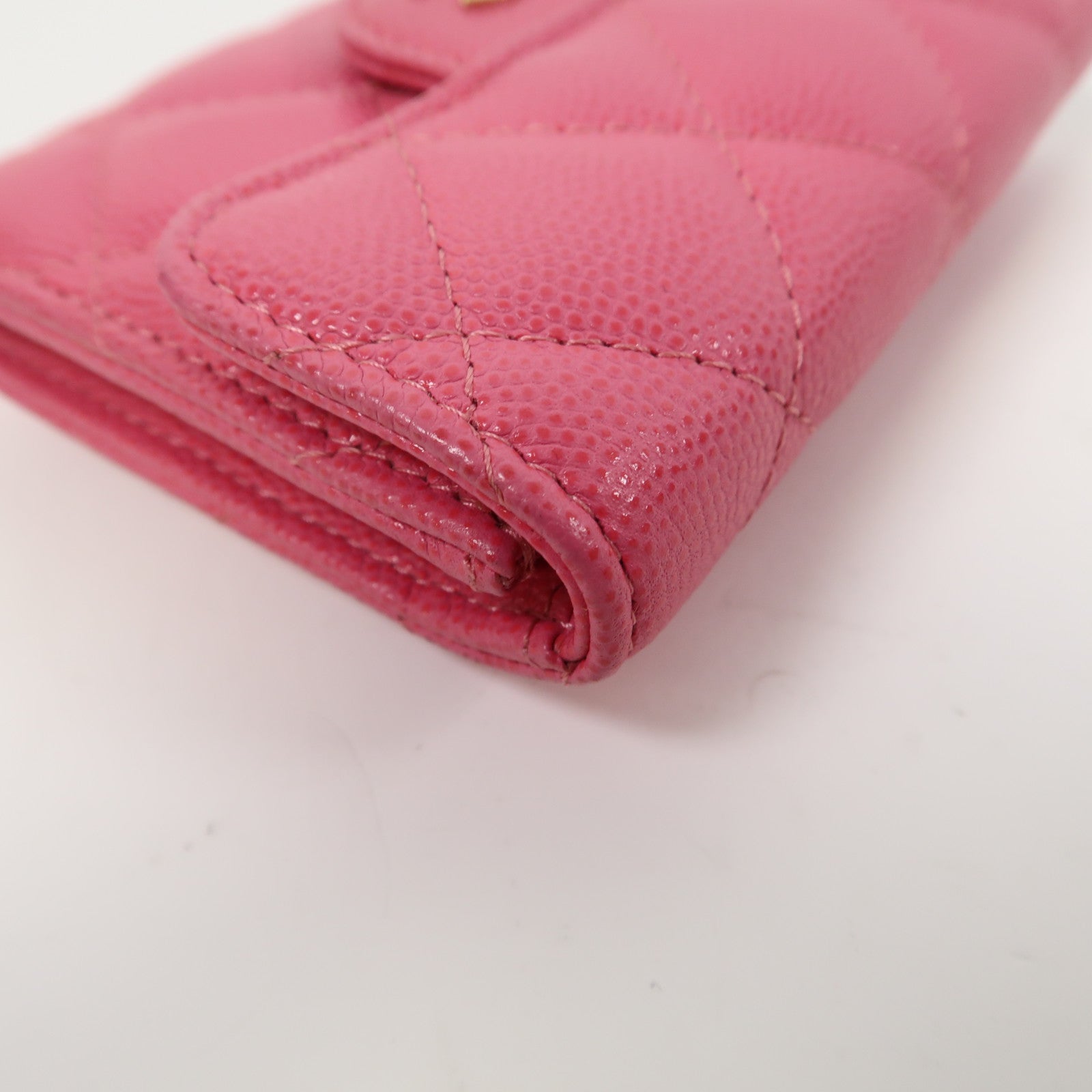CHANEL 菱格Caviar皮革Classic Flap Coin Purse金扣零錢包粉紅色
