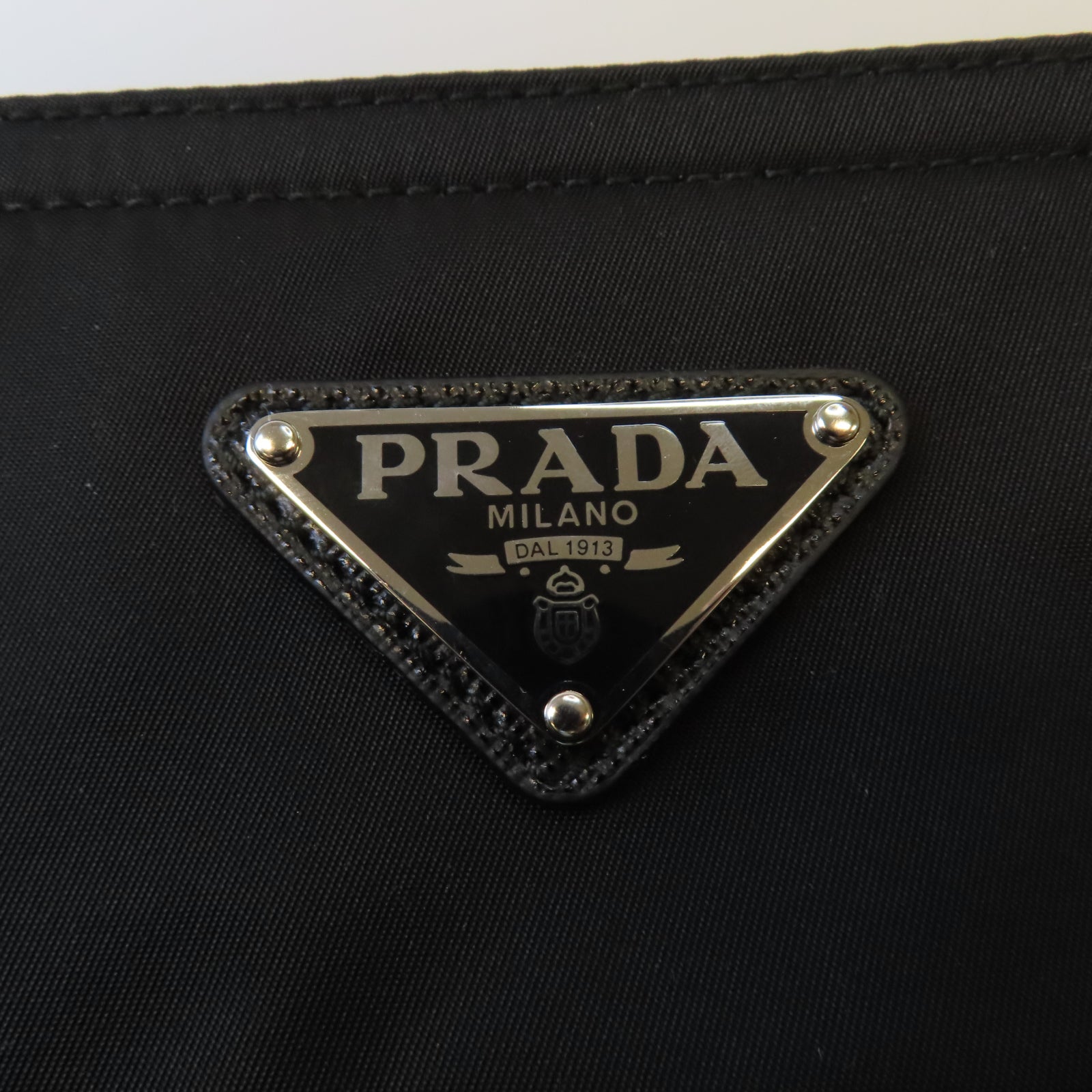PRADA 尼龍2 Way Shoulder銀扣手挽肩背兩用袋黑色