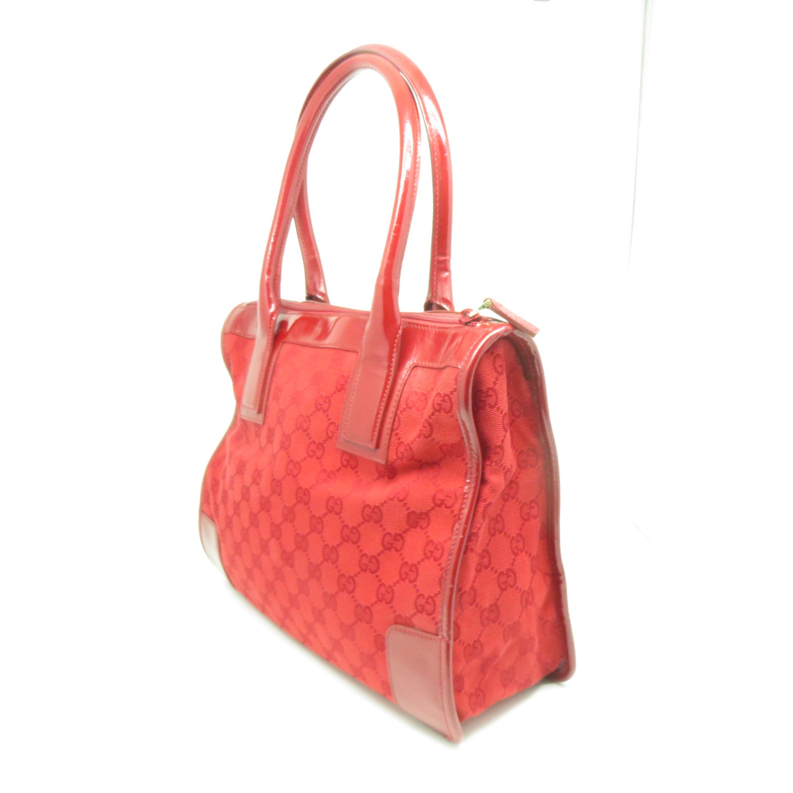 GUCCI 帆布Hand Bag銀扣手挽袋紅色