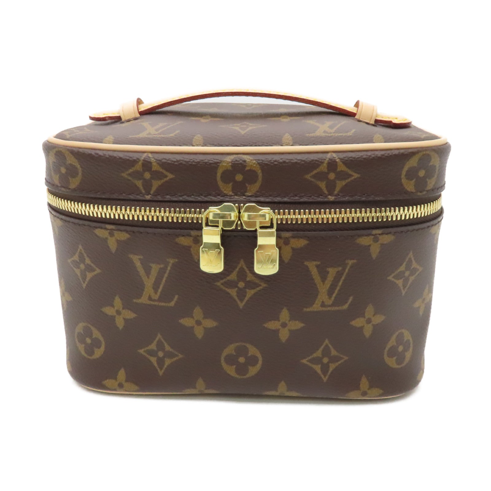 LOUIS VUITTON Monogram Nice Mini Toiletry Pouch金扣手挽袋棕色