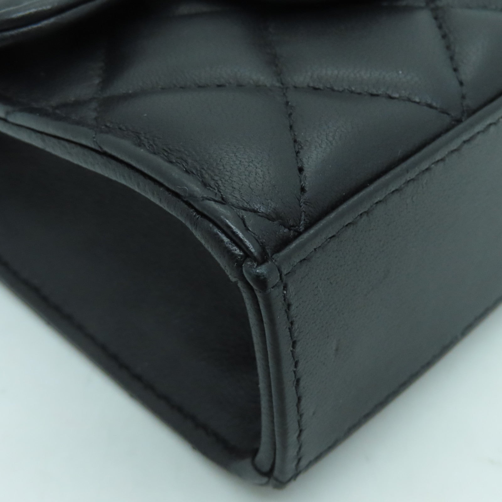 CHANEL 菱格羊皮皮革Chain Shoulder Bag金扣鏈帶肩背袋黑色