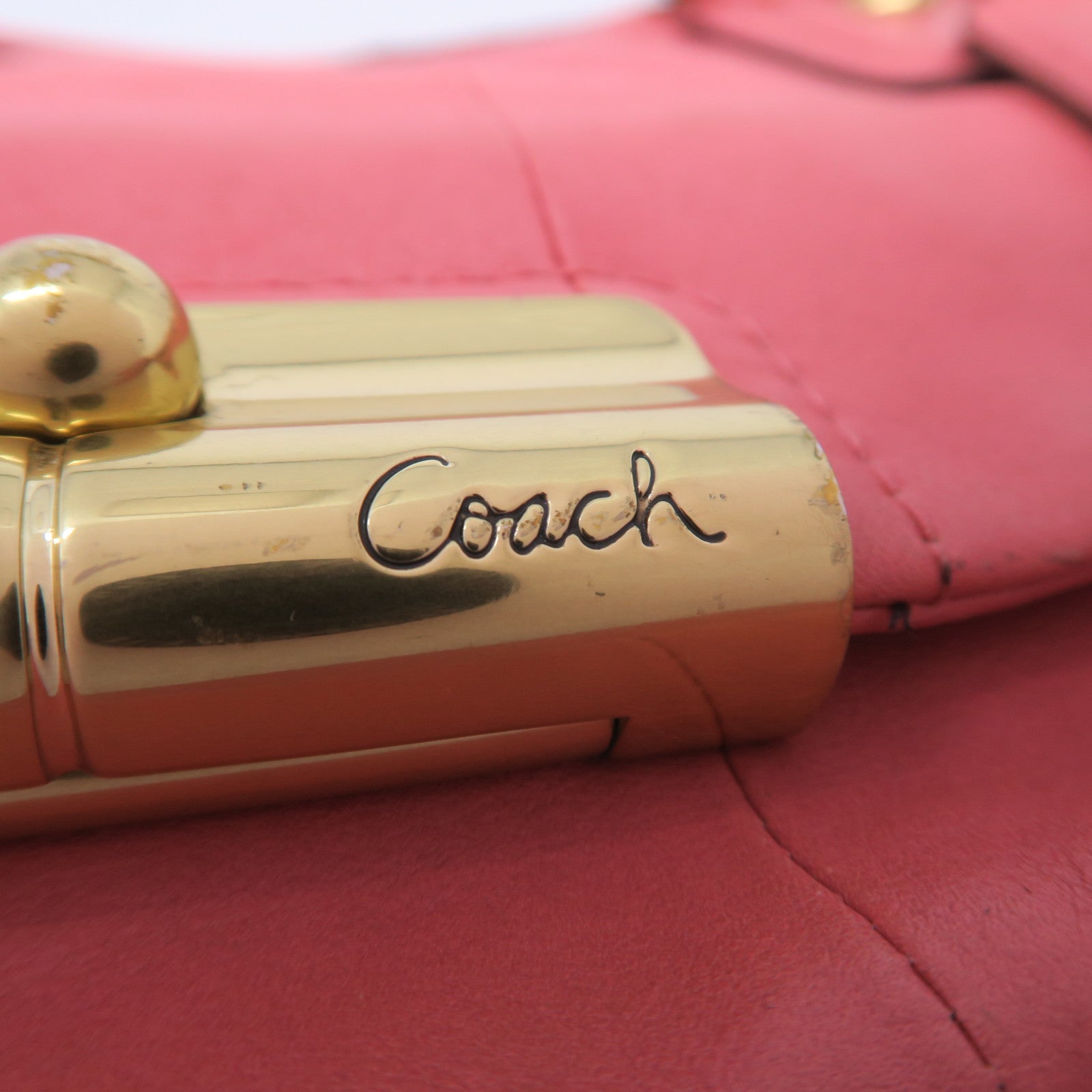COACH 【激減優惠】牛皮皮革Hand Bag金扣手挽肩背兩用袋粉紅色