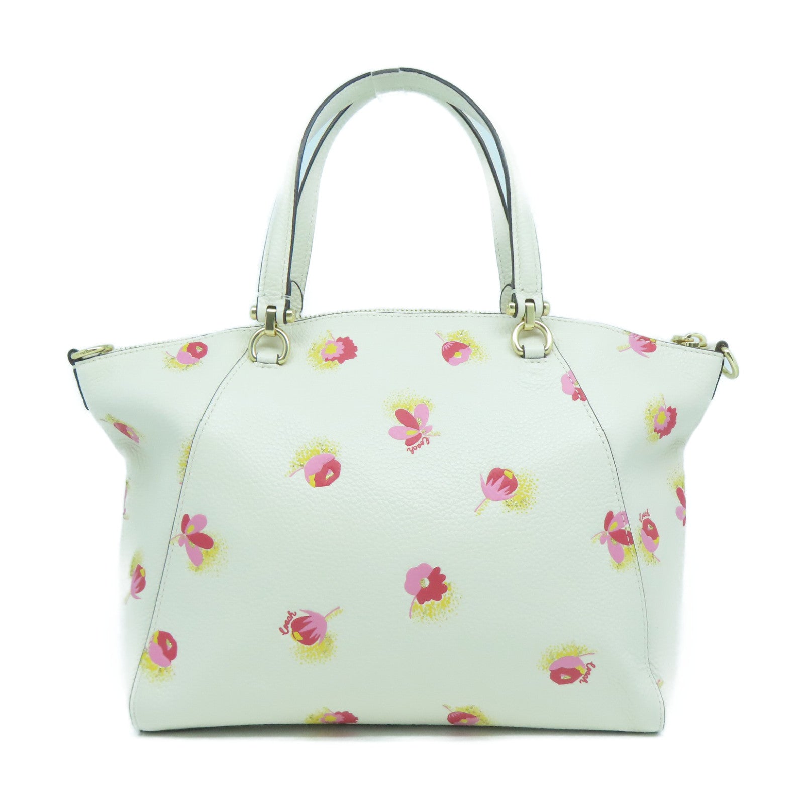 COACH 牛皮皮革2 Way Shoulder金扣手挽肩背兩用袋白色