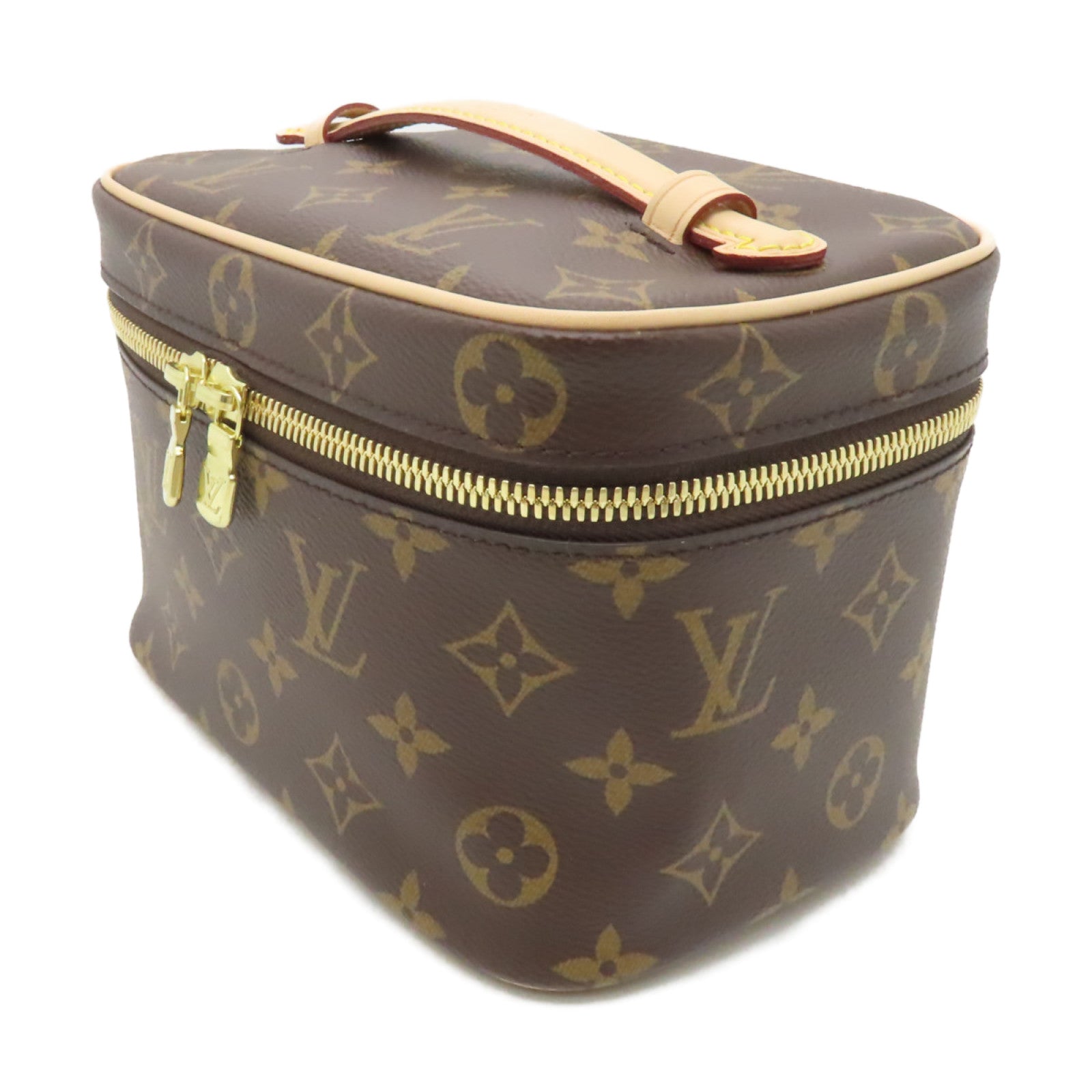 LOUIS VUITTON Monogram Nice Mini Toiletry Pouch金扣手挽袋棕色