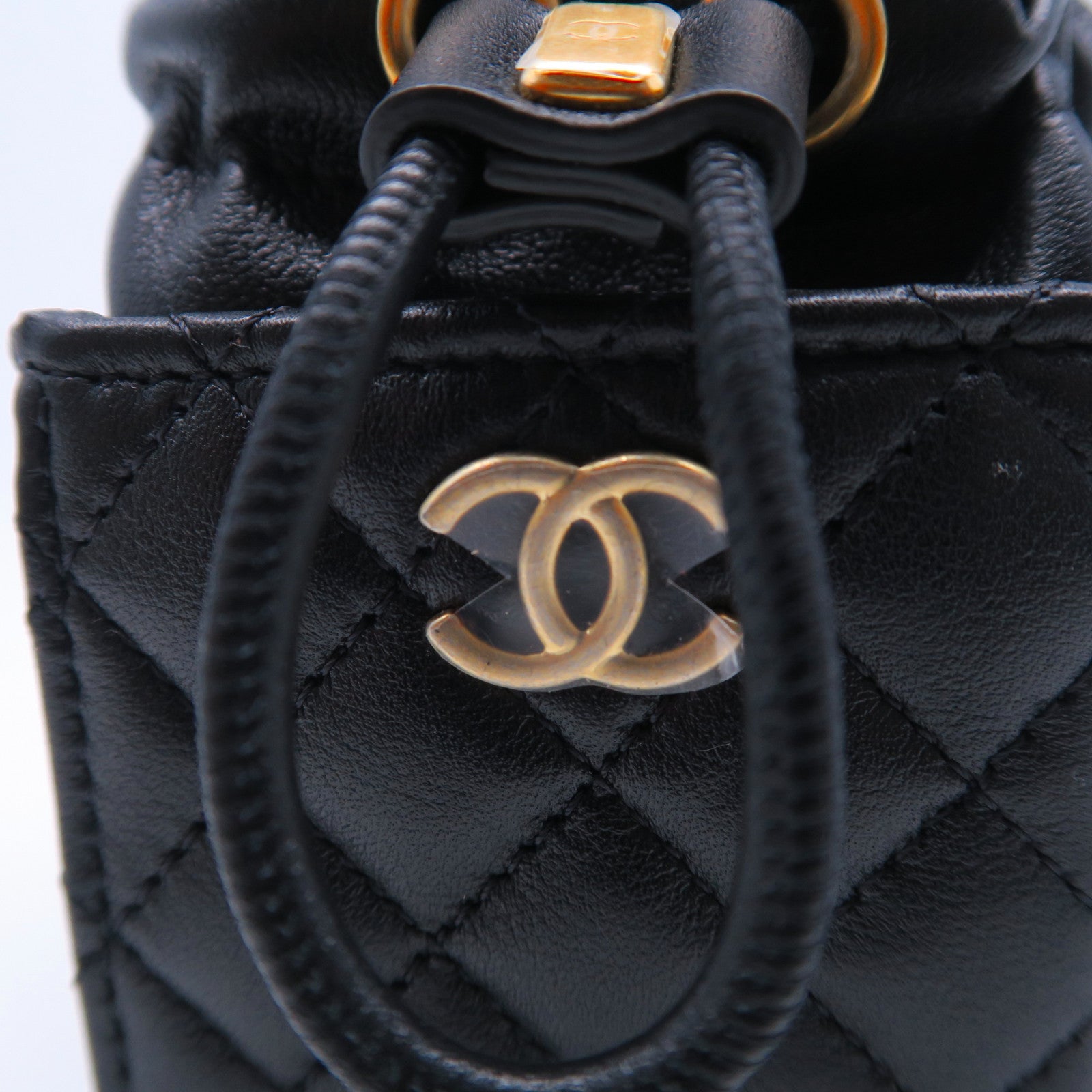 CHANEL 【激減優惠】菱格羊皮皮革Mini Chain Bag金扣鏈帶肩背袋黑色