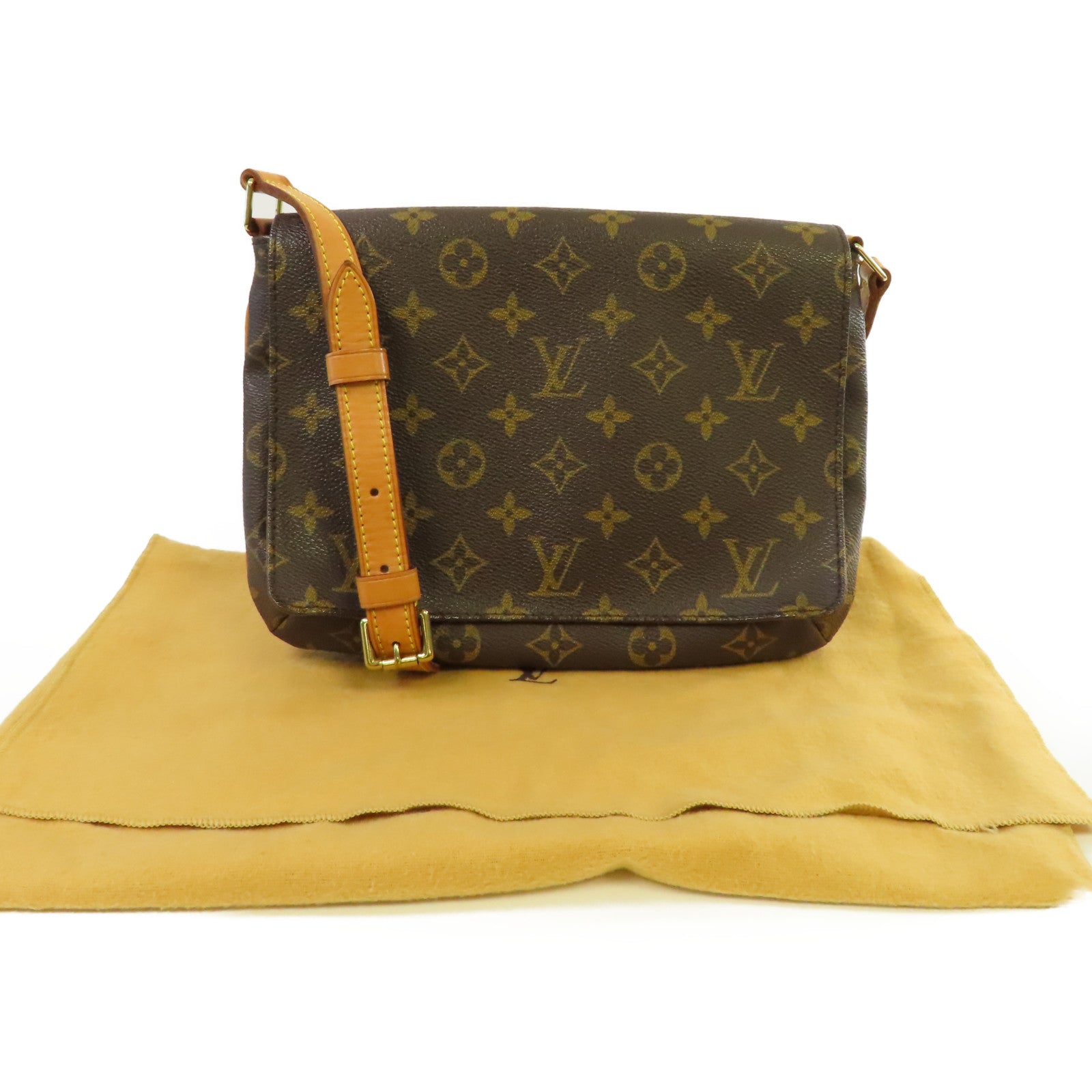LOUIS VUITTON Monogram Musette Tango Shoulder Bag金扣肩背袋啡色