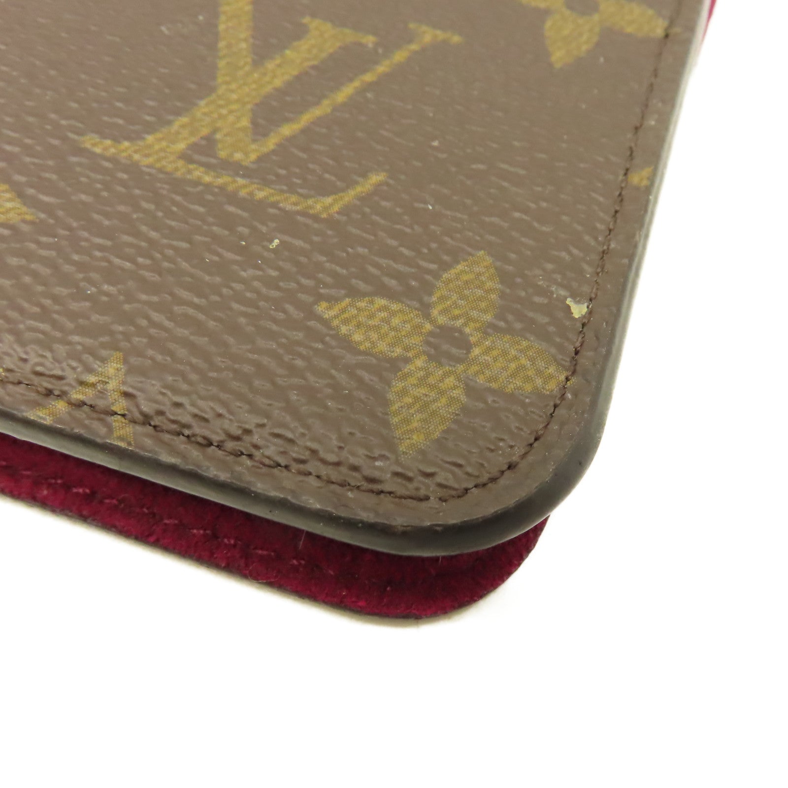 LOUIS VUITTON Monogram iPhone X/XS Folio Case手機保護套啡色/酒紅色