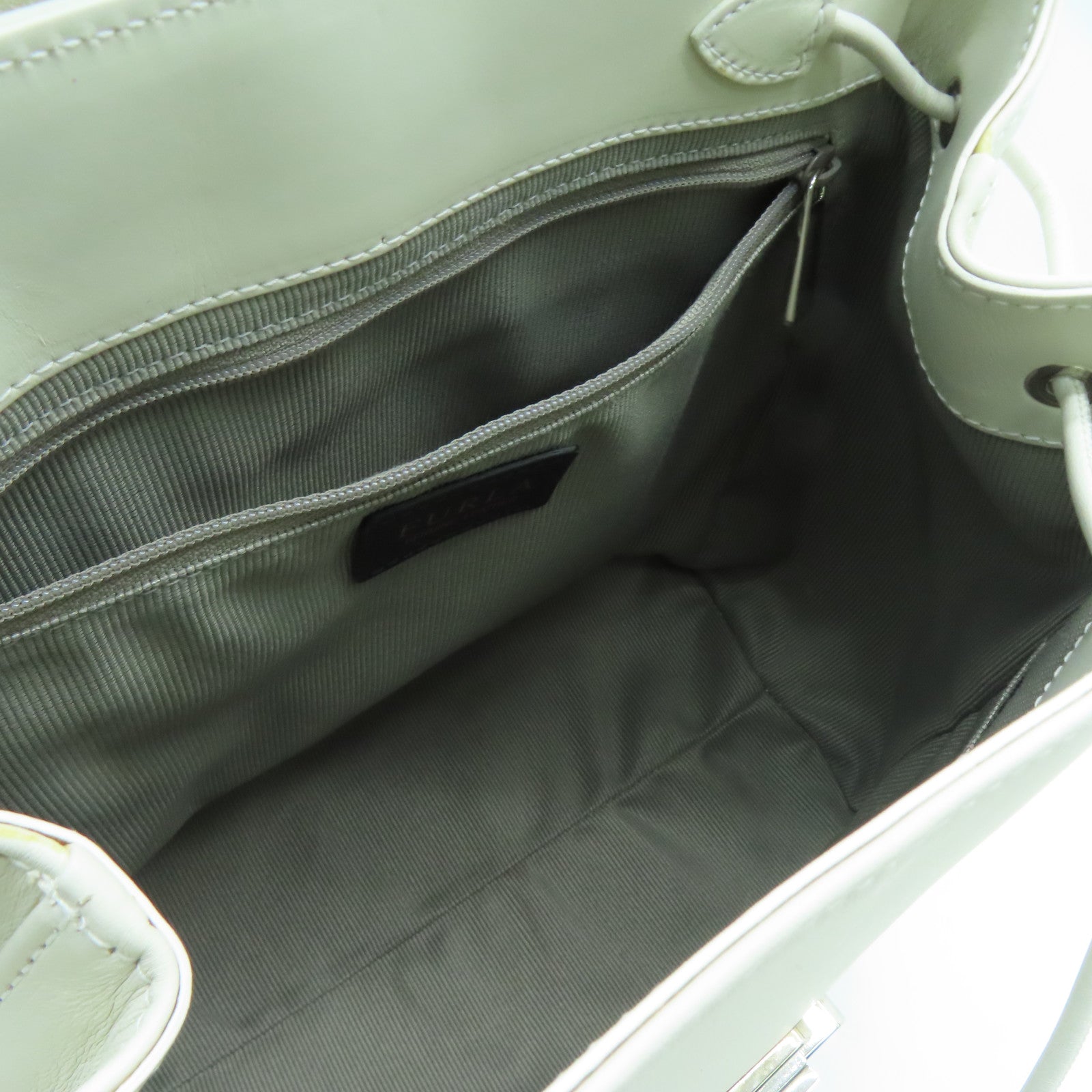 Furla Leather Backpack Silver Buckle White