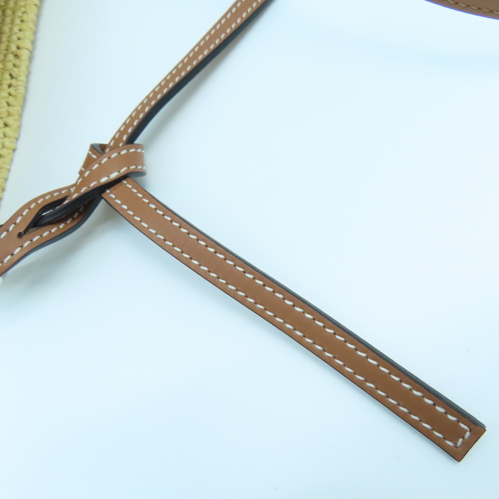 LOEWE 酒椰/皮革Basket Shoulder Bag銀扣肩背袋黃色/啡色