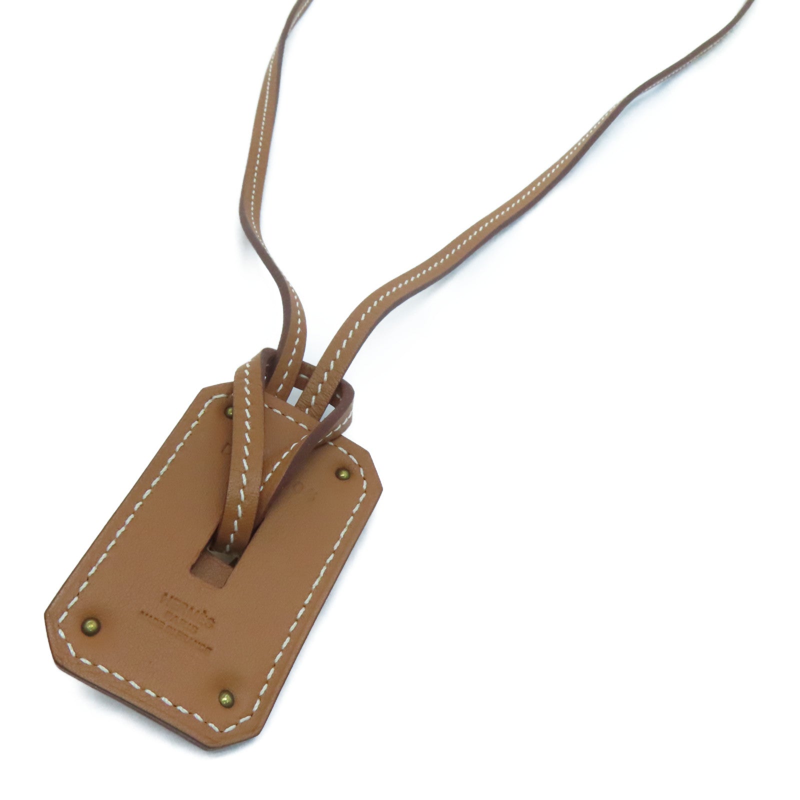 HERMES Swift皮革/金属O'Kelly Necklace项链啡色金色