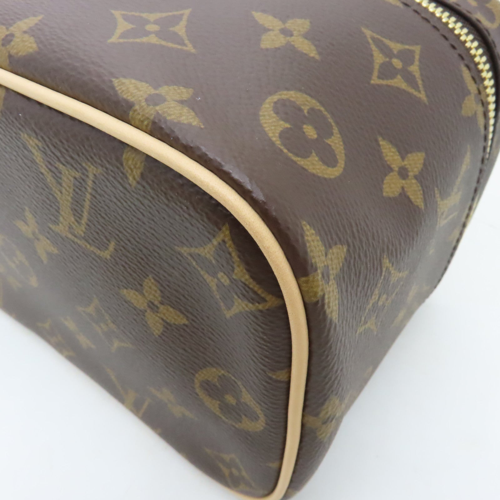 LOUIS VUITTON Monogram Nice Mini Toiletry Pouch金扣手挽袋棕色