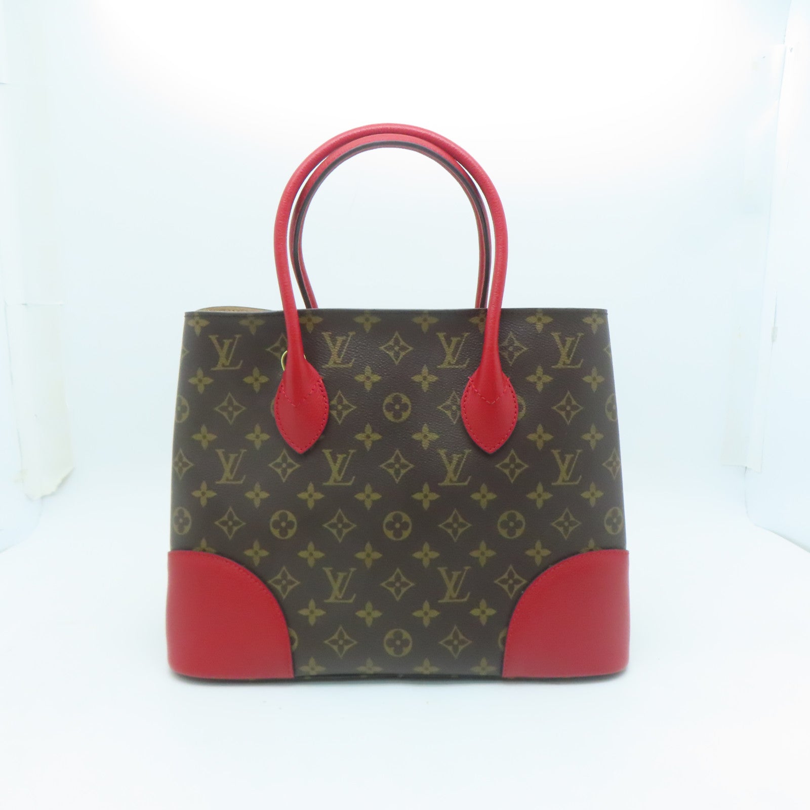 LOUIS VUITTON Monogram Flandrin金扣手挽肩背兩用袋棕色/紅色
