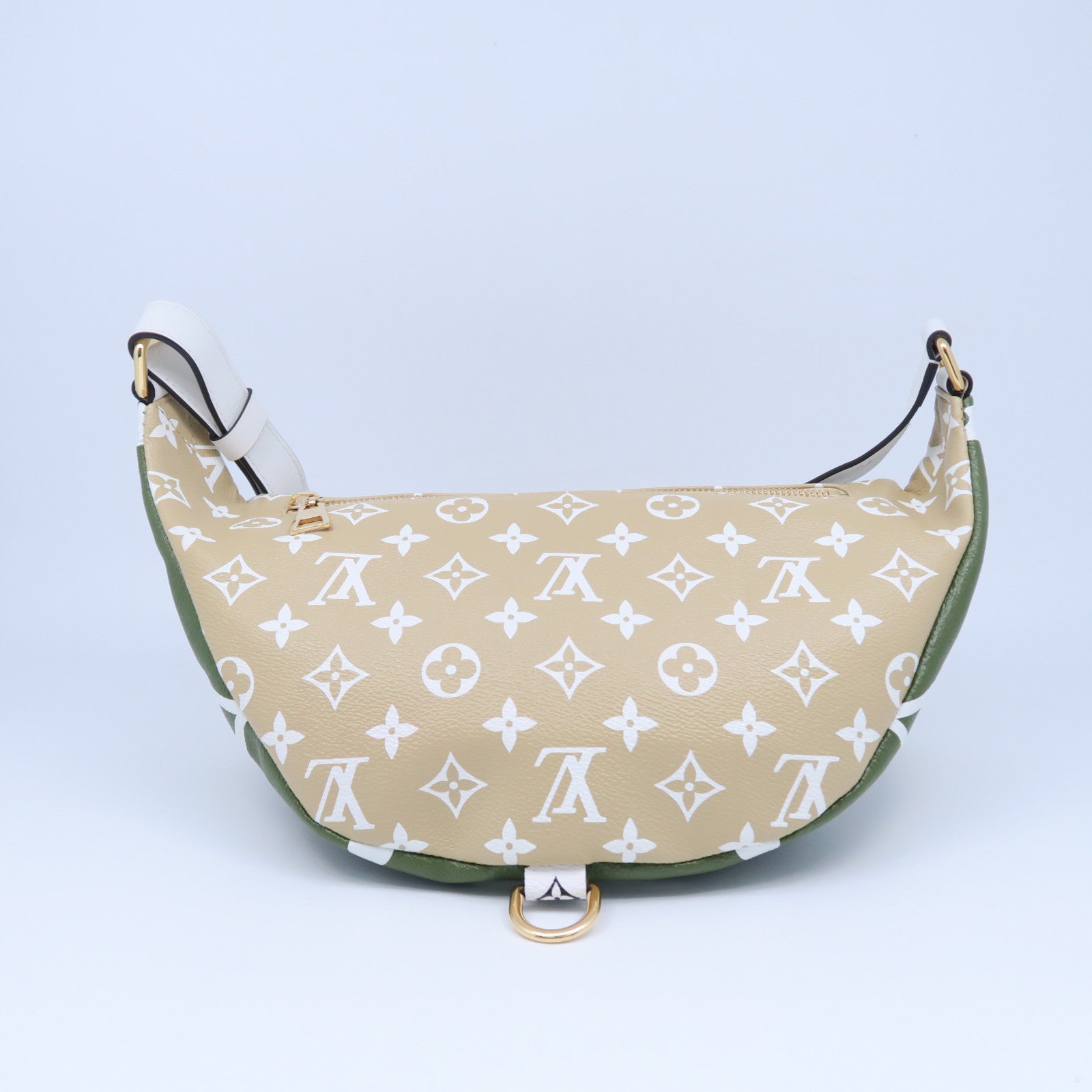 LOUIS VUITTON Monogram Giant Bumbag金扣腰包胸前包綠色/米色/白色