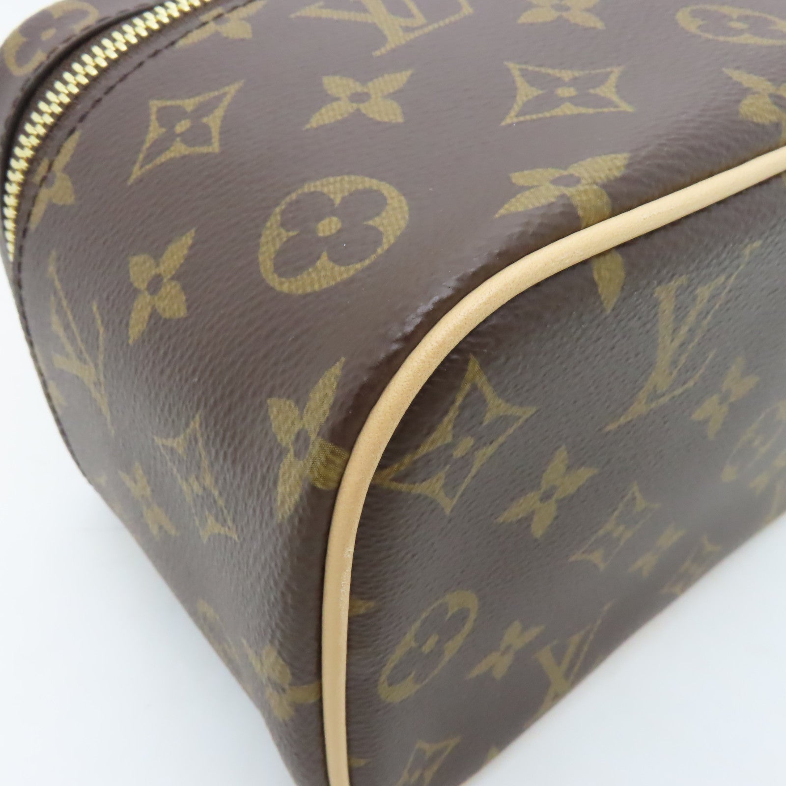 LOUIS VUITTON Monogram Nice Mini Toiletry Pouch金扣手挽袋棕色