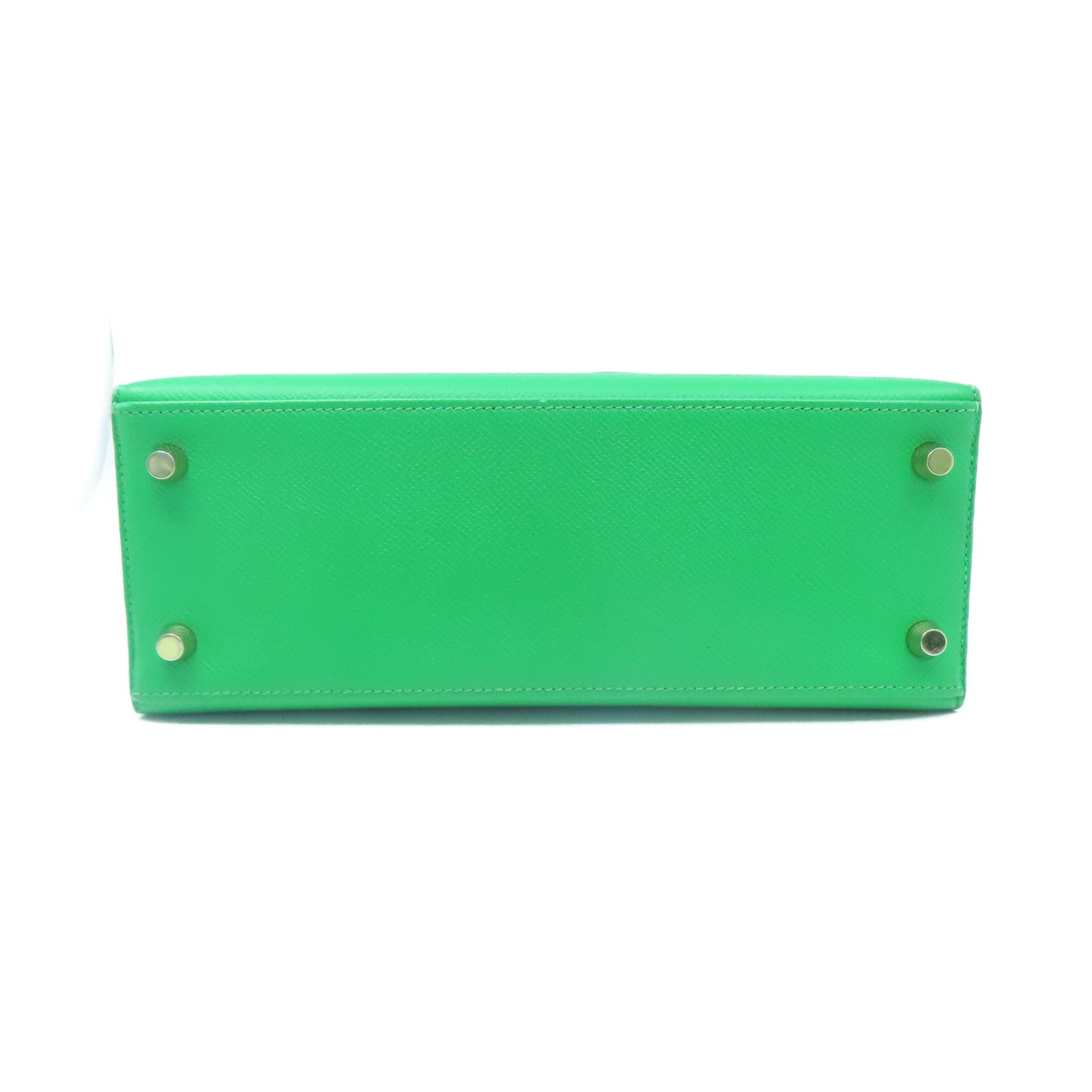 HERMES Epsom Leather Kelly 25 Gold Buckle Handle Shoulder Bag Bamboo Green
