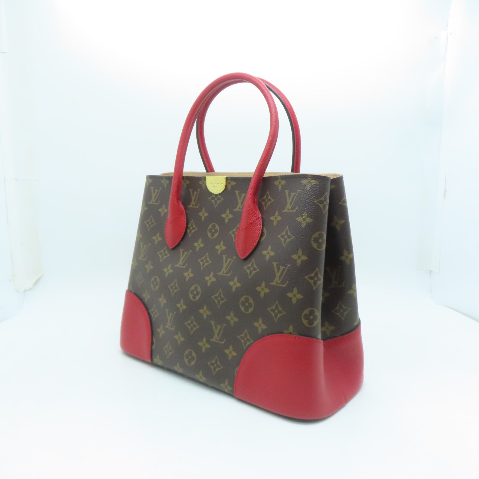 LOUIS VUITTON Monogram Flandrin金扣手挽肩背兩用袋棕色/紅色