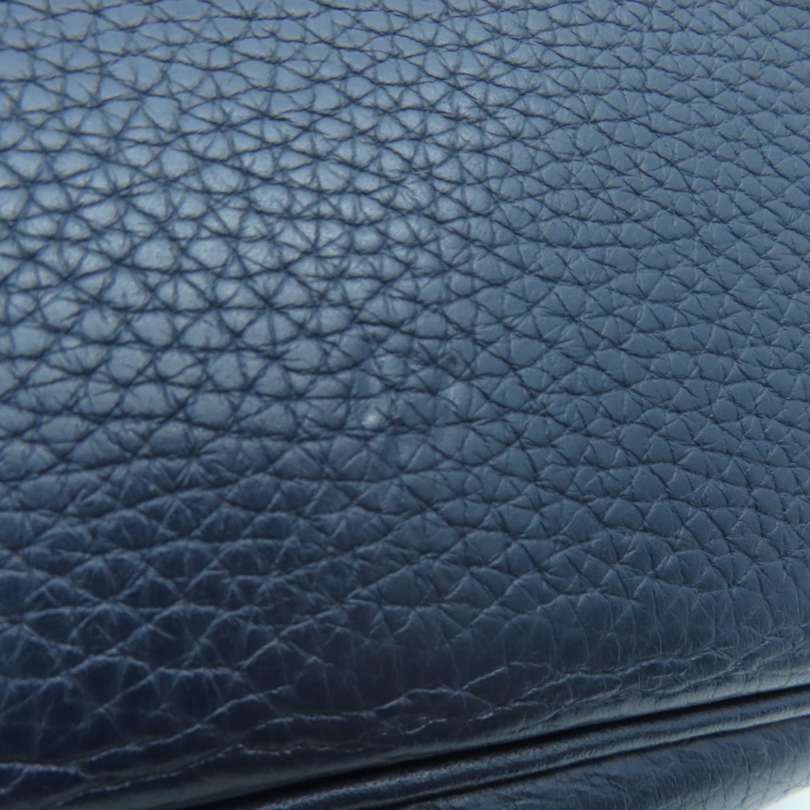 HERMES [Sharp Discount] Clemence Leather Picotin MM Silver Buckle Hand Bag Blue