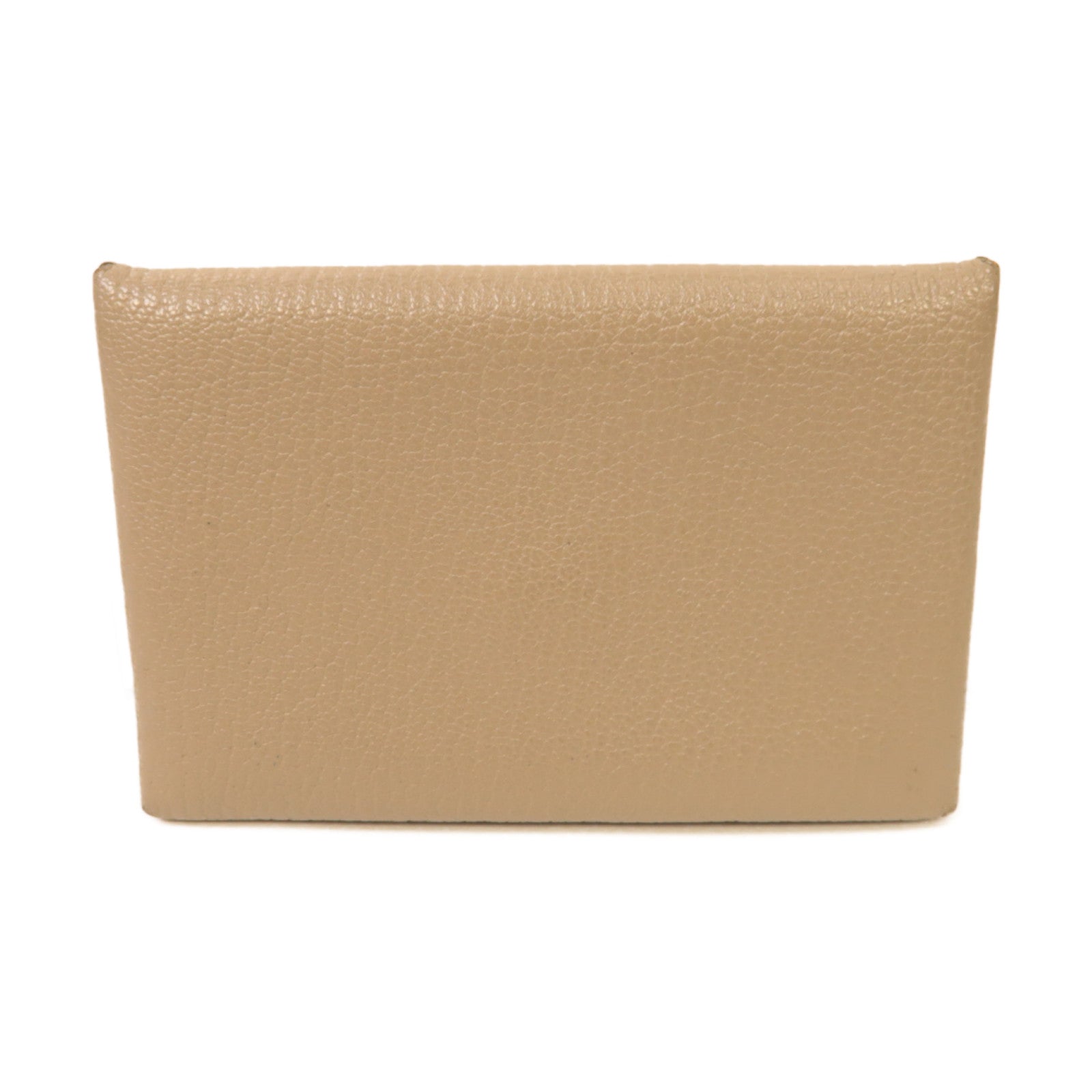 HERMES Chevre皮革Calvi Card Case銀扣卡片套灰色