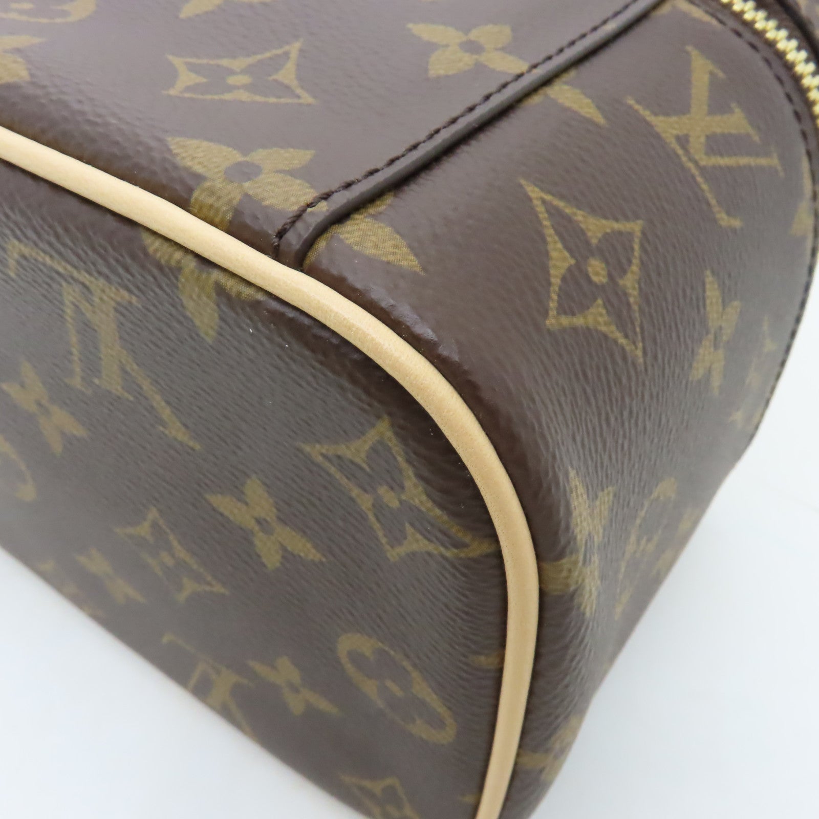 LOUIS VUITTON Monogram Nice Mini Toiletry Pouch金扣手挽袋棕色