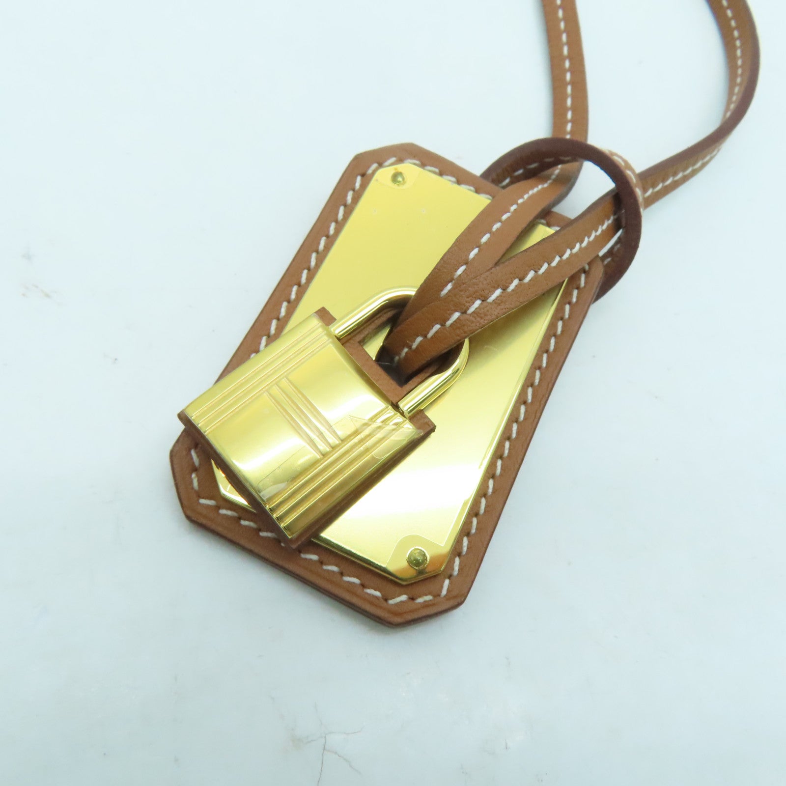 HERMES Swift皮革/金属O'Kelly Necklace项链啡色金色