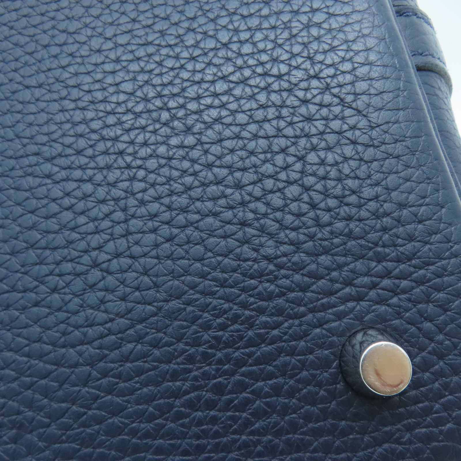 HERMES [Sharp Discount] Clemence Leather Picotin MM Silver Buckle Hand Bag Blue