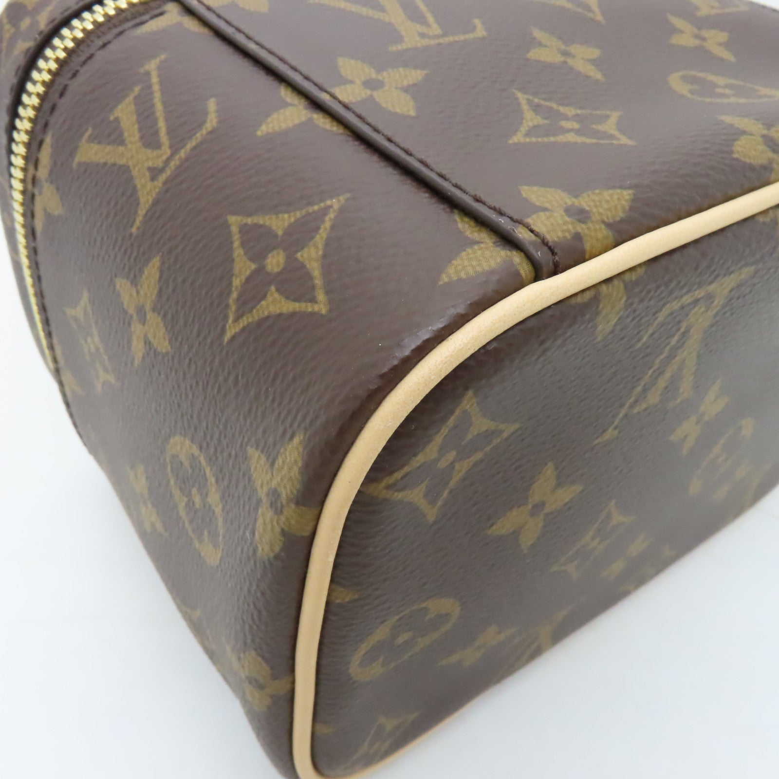 LOUIS VUITTON Monogram Nice Mini Toiletry Pouch金扣手挽袋棕色