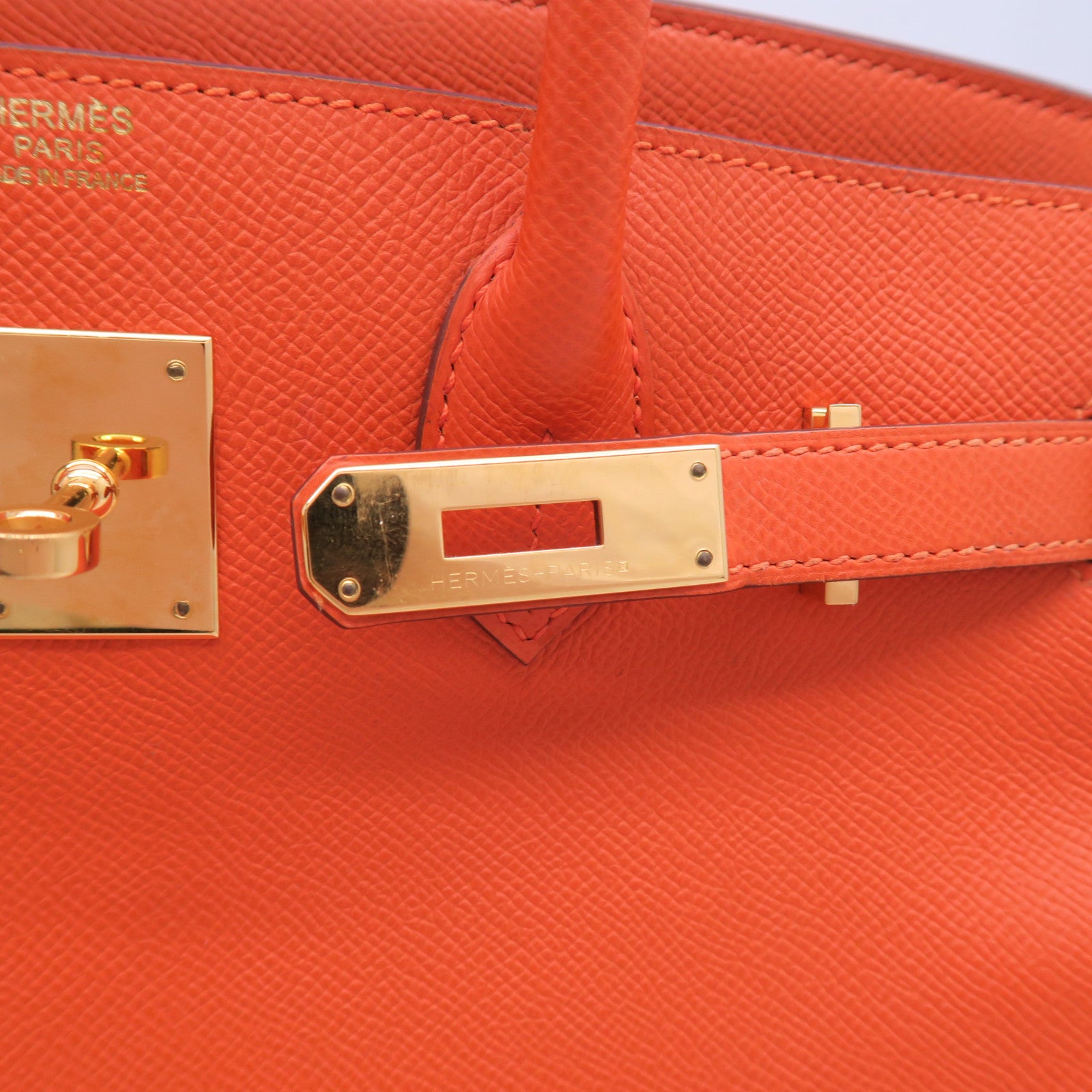 HERMES 【激減優惠】Epsom皮革Birkin 30金扣手挽袋火焰橘/Feu