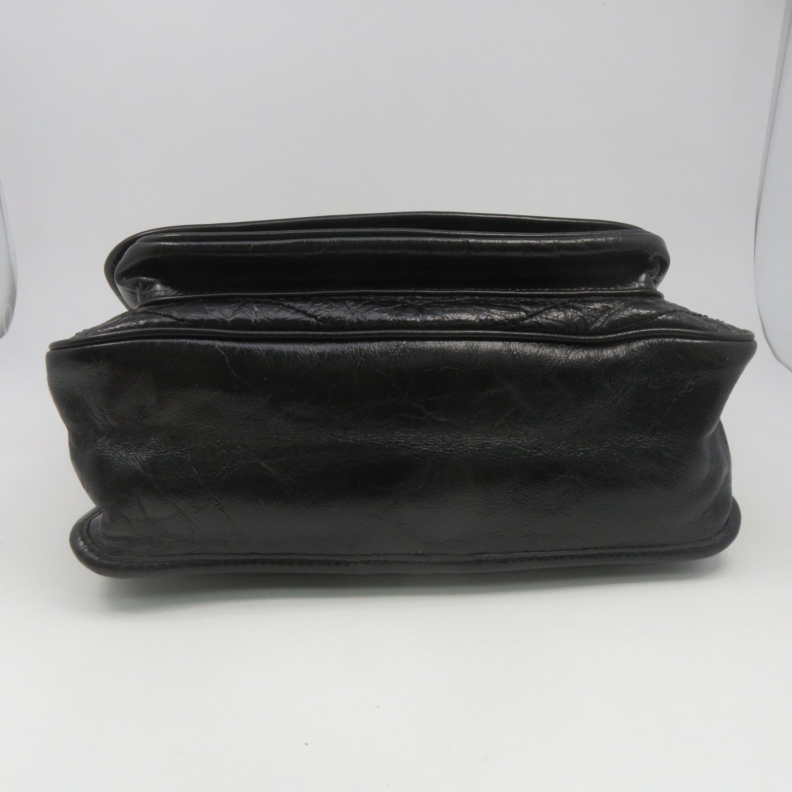 YVES SAINT LAURENT 牛皮皮革Niki Shoulder Bag銀扣鏈帶肩背袋黑色
