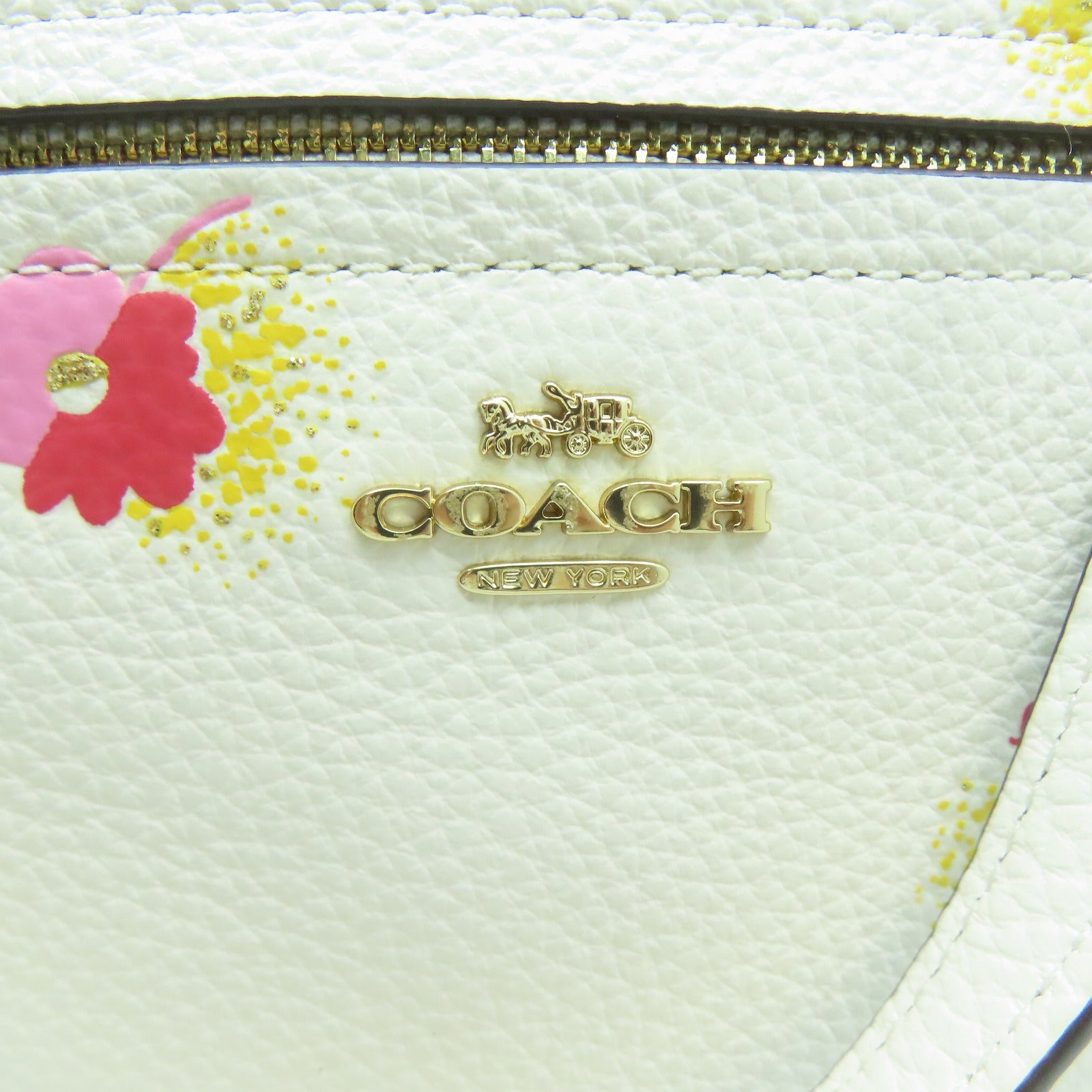 COACH 牛皮皮革2 Way Shoulder金扣手挽肩背兩用袋白色