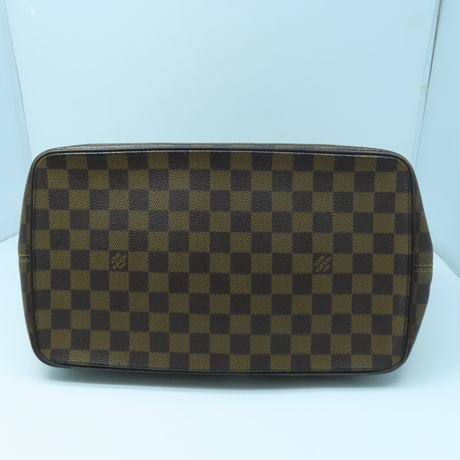 LOUIS VUITTON Damier Saleya MM金扣手挽袋棕色