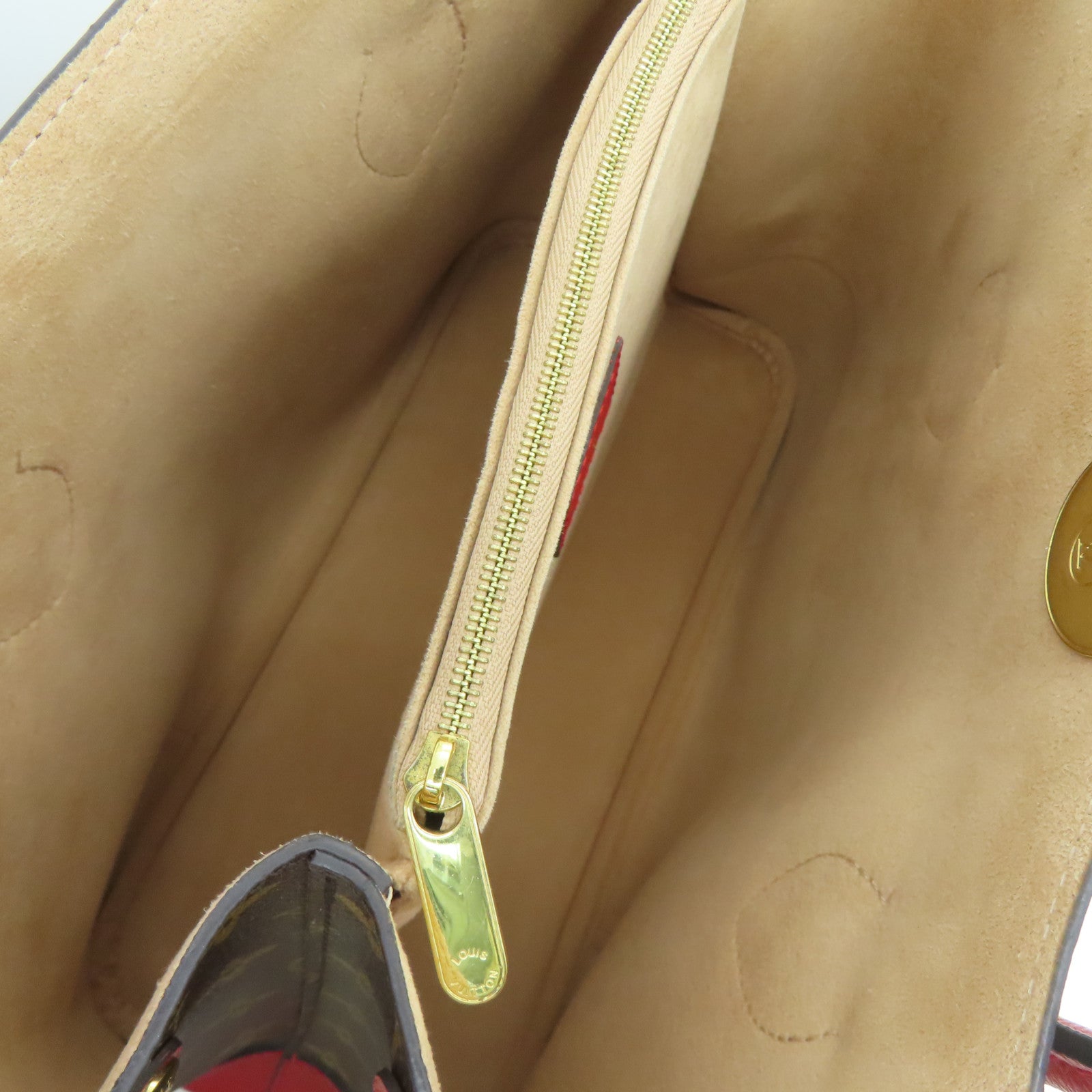 LOUIS VUITTON Monogram Flandrin金扣手挽肩背兩用袋棕色/紅色