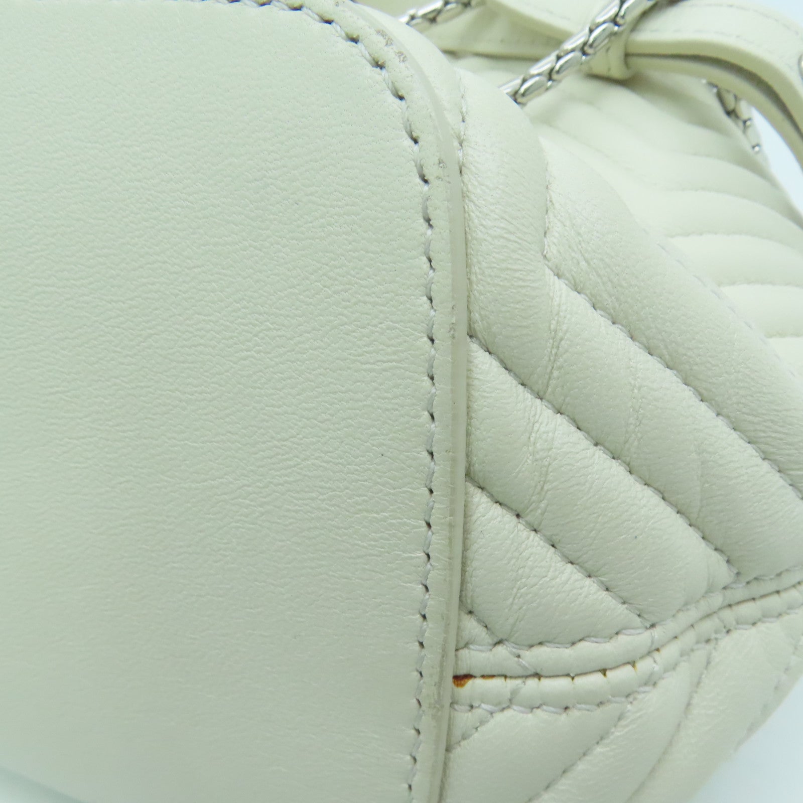 BVLGARI [sharp discount] twill cowhide leather Backpack silver buckle backpack white