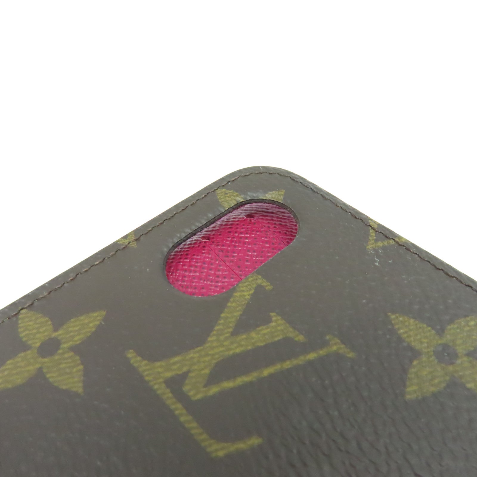 LOUIS VUITTON Monogram iPhone X/XS Folio Case手機保護套啡色/酒紅色