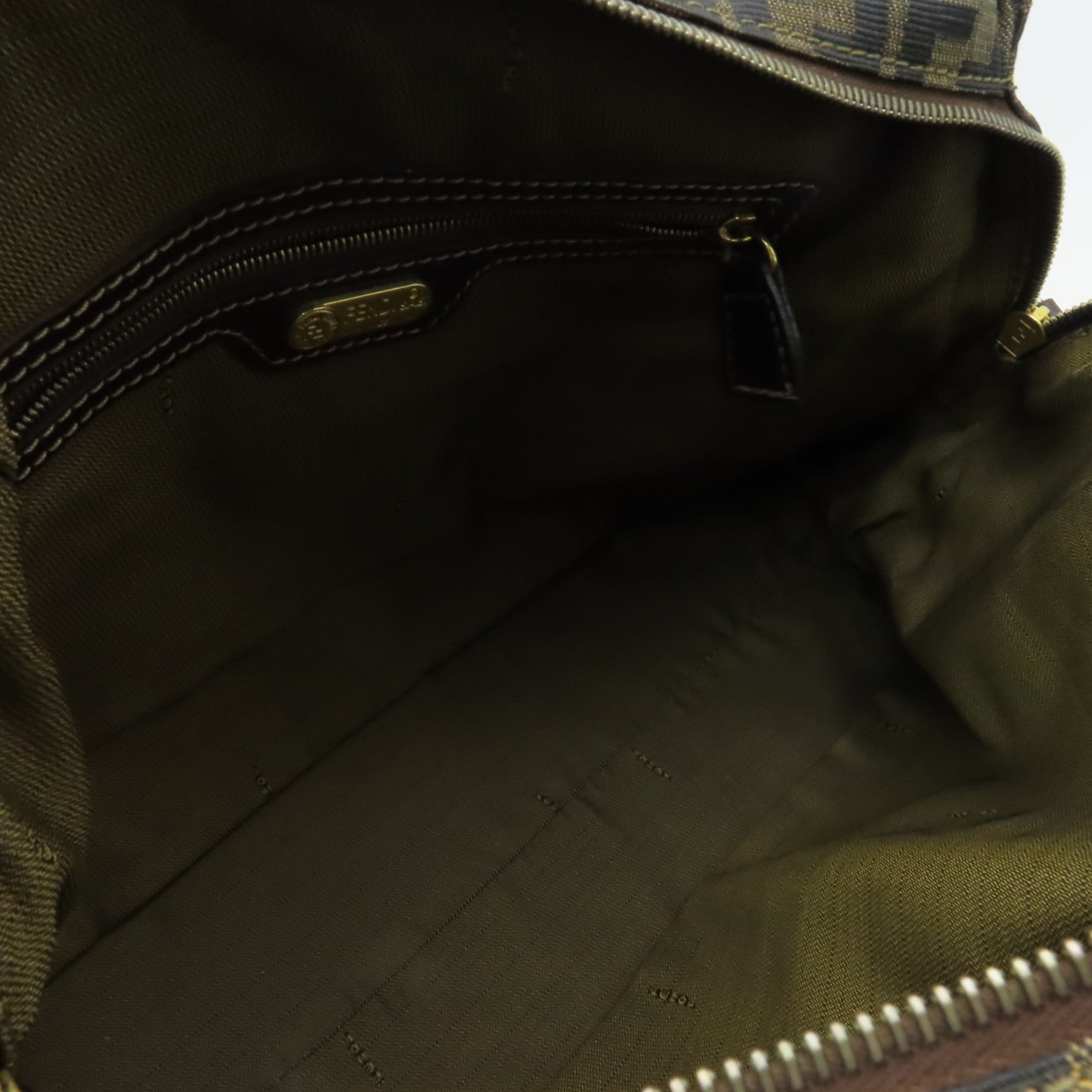 FENDI 帆布Shoulder Bag金扣手挽肩背兩用袋棕色