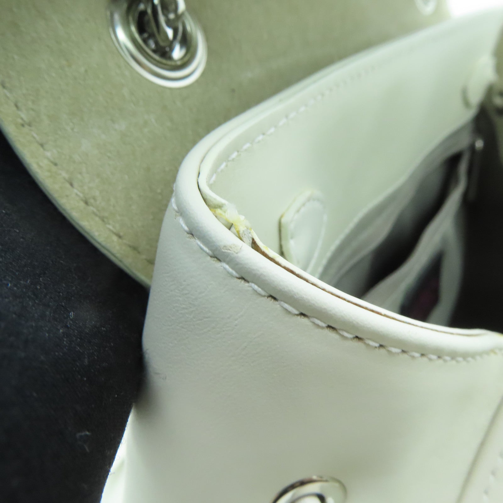 Furla Leather Backpack Silver Buckle White