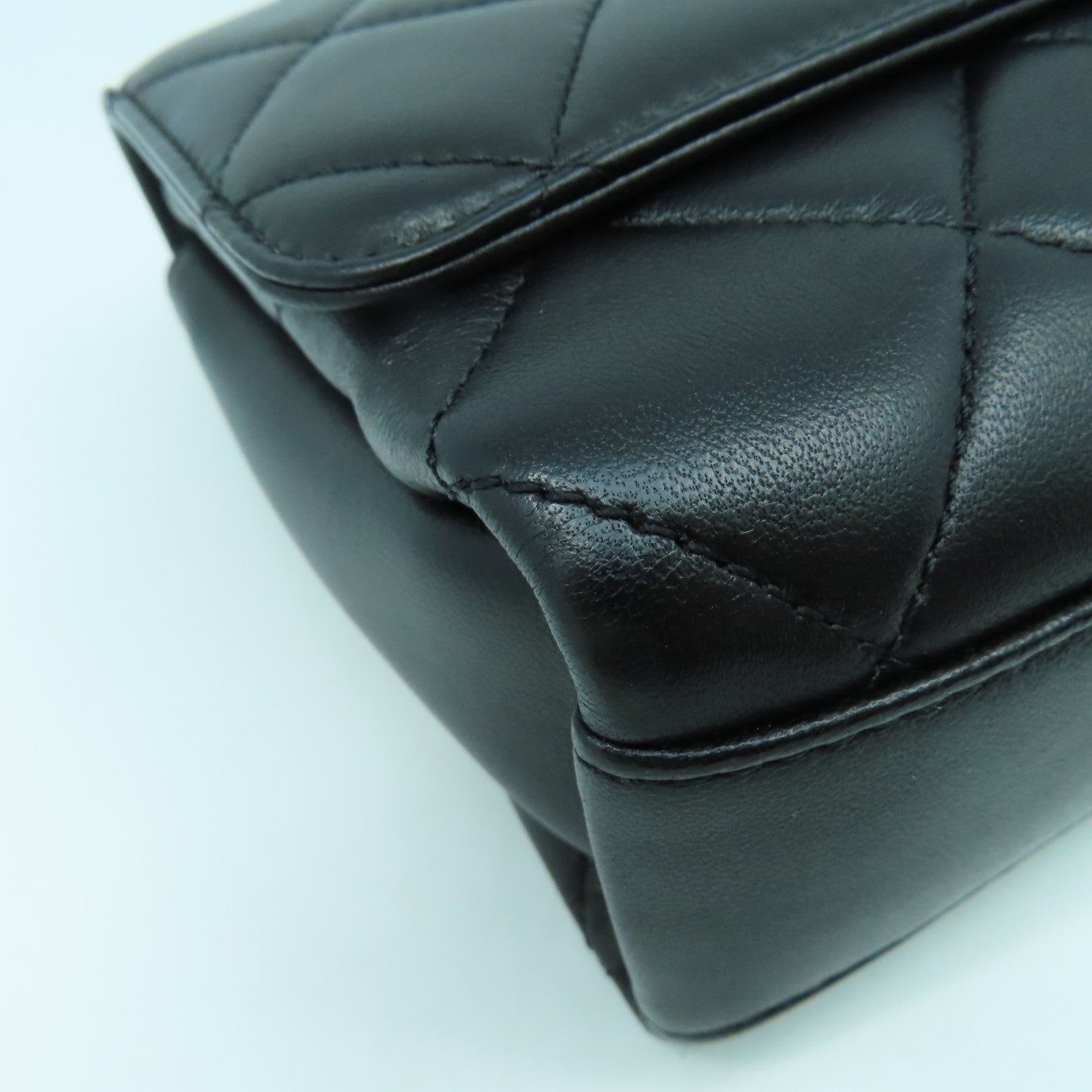 CHANEL 菱格羊皮皮革Shoulder Bag金扣手挽肩背兩用袋黑色