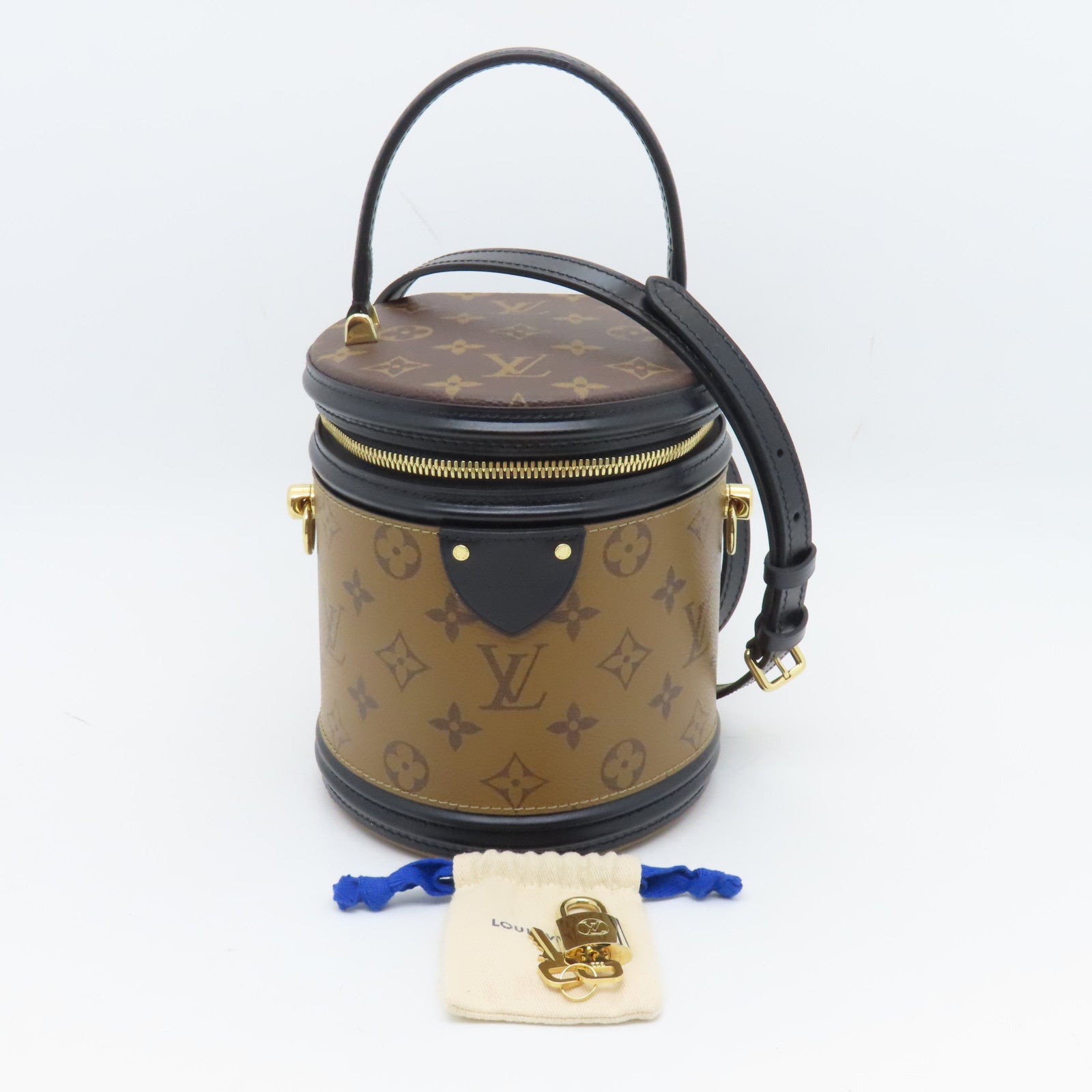 LOUIS VUITTON Monogram Reverse Cannes金扣手挽肩背兩用袋棕色