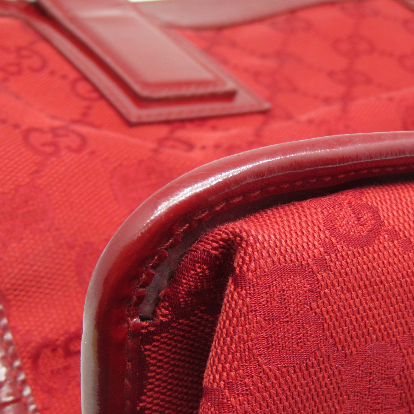 GUCCI 帆布Hand Bag銀扣手挽袋紅色