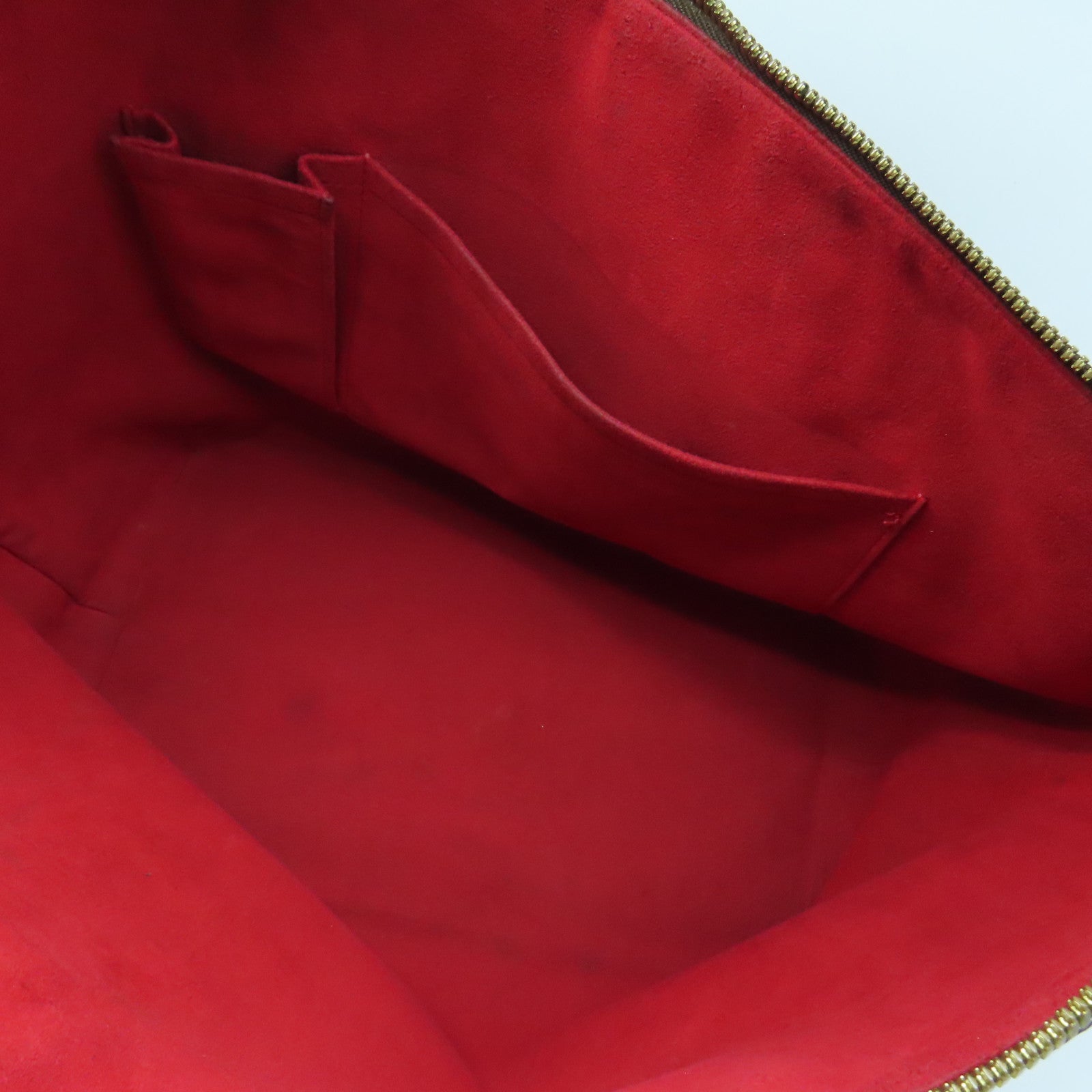 LOUIS VUITTON Damier Saleya MM金扣手挽袋棕色