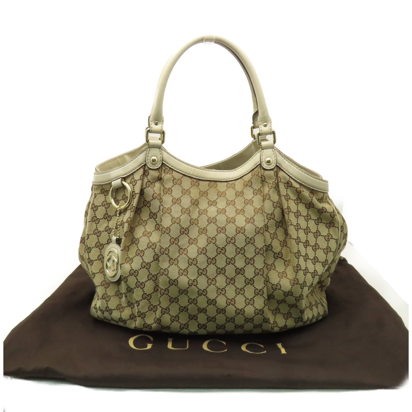 GUCCI GG帆布Tote Bag手挽袋啡色/米白色