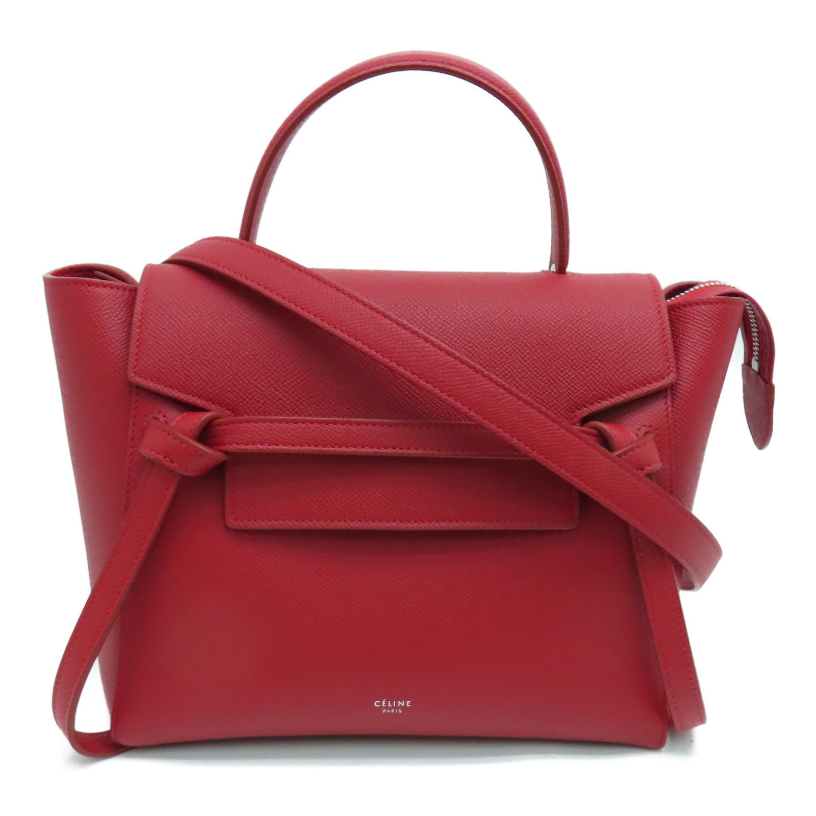 CELINE 牛皮皮革Small Belt Bag银扣手挽肩背两用袋红色