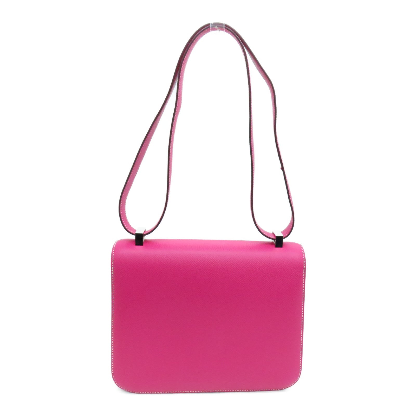 HERMES Espom Leather Constance 24 Silver Buckle Shoulder Bag Rose Tyrien