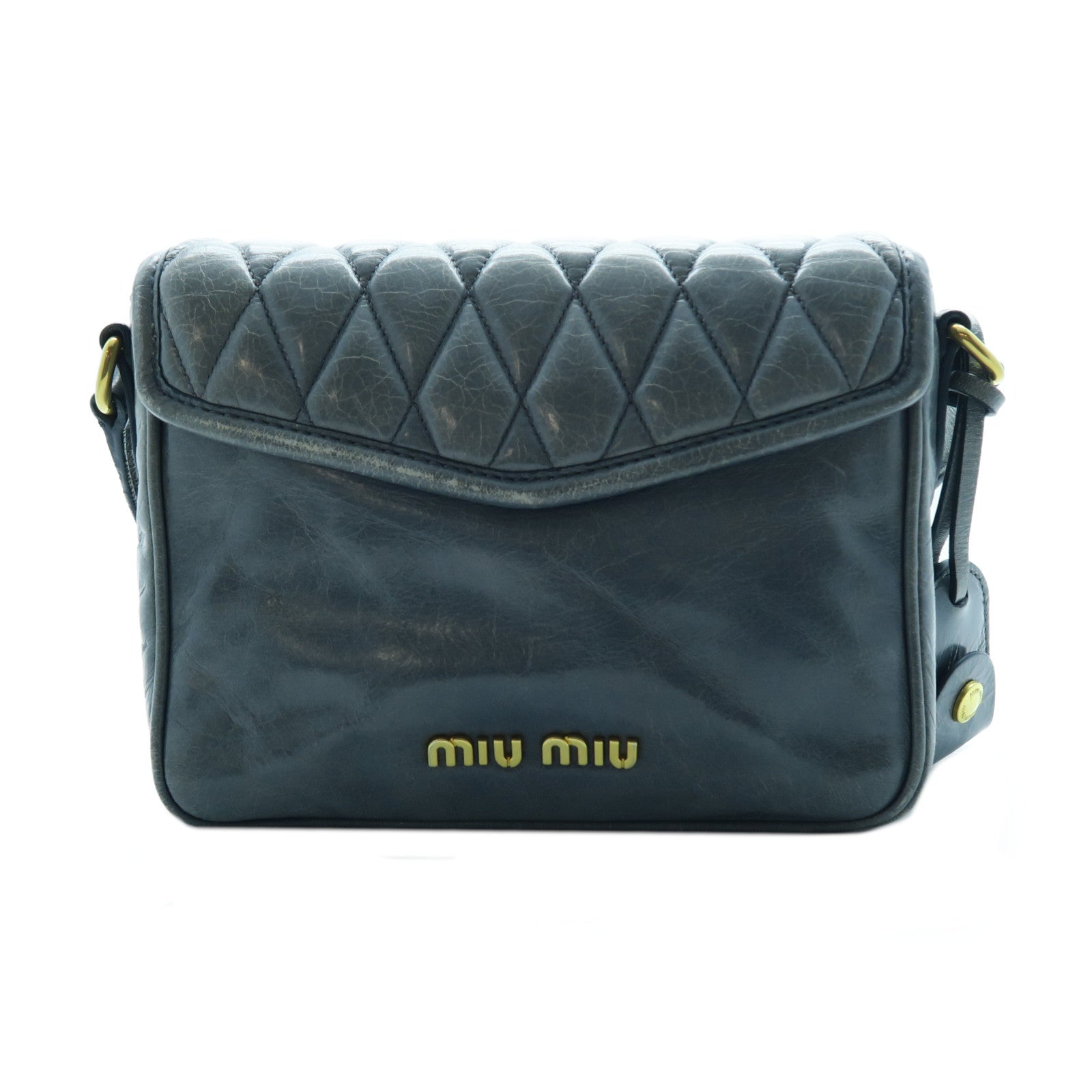 Miu Miu 牛皮皮革Shoulder Bag金扣肩背袋灰色