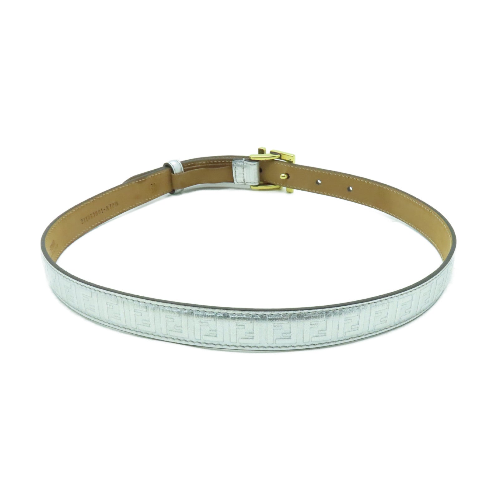 FENDI 皮革Belt金扣皮帶銀色