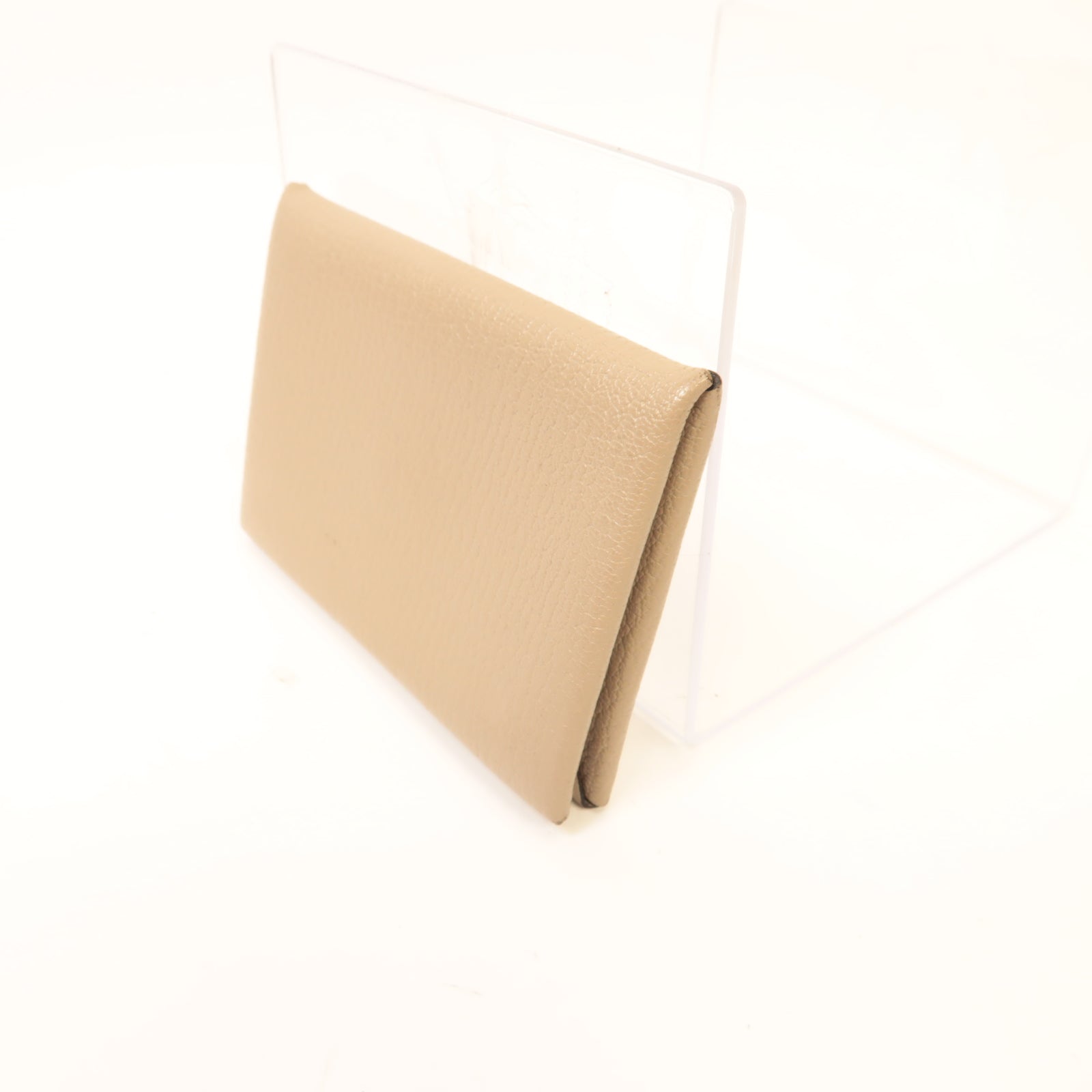 HERMES Chevre皮革Calvi Card Case銀扣卡片套灰色