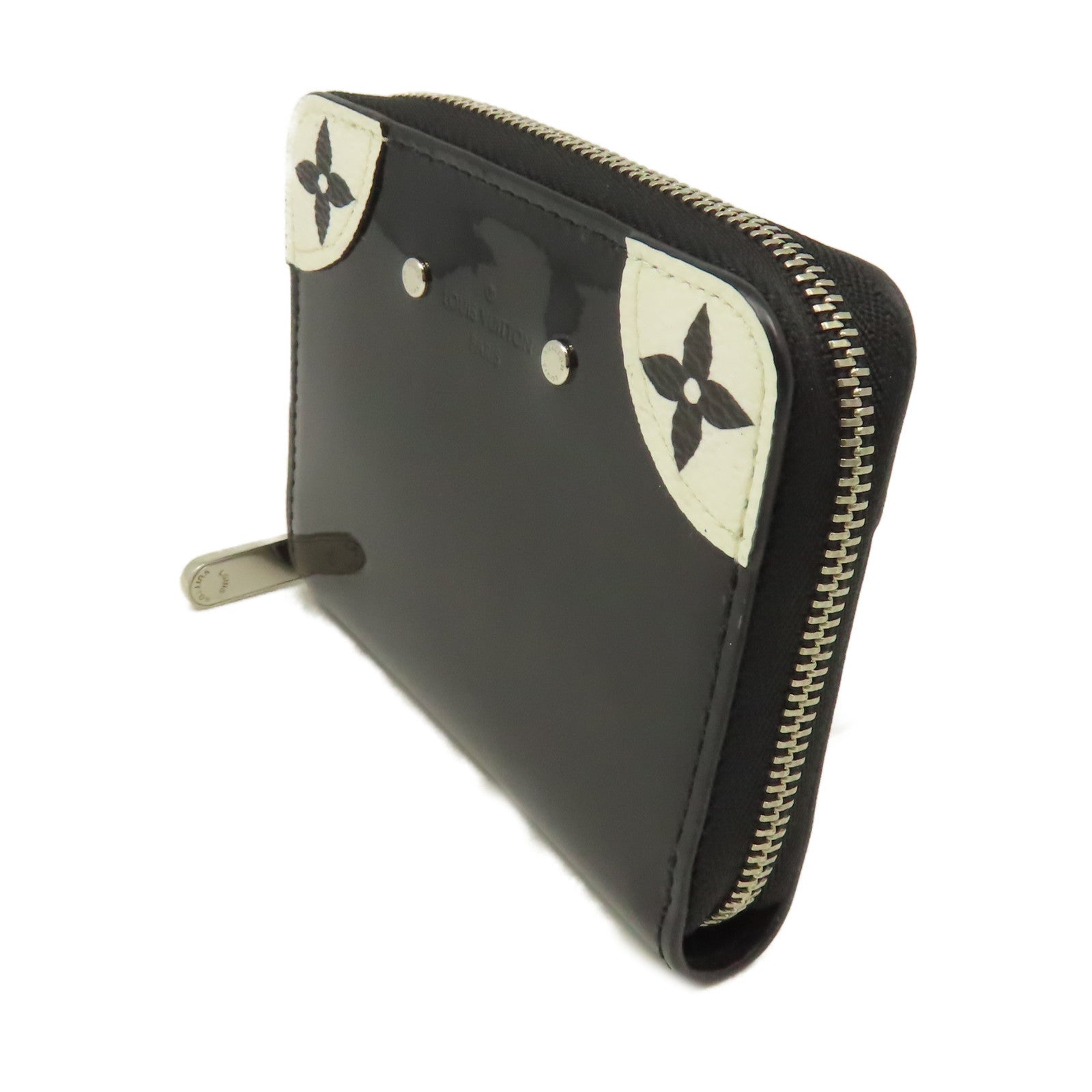 LOUIS VUITTON 漆皮皮革Card Coin Case銀扣零錢卡套黑色