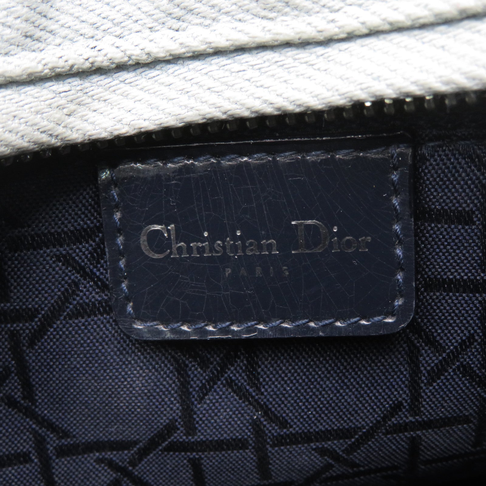 Dior 帆布Lady Dior Shoulder銀扣手挽肩背兩用袋藍色