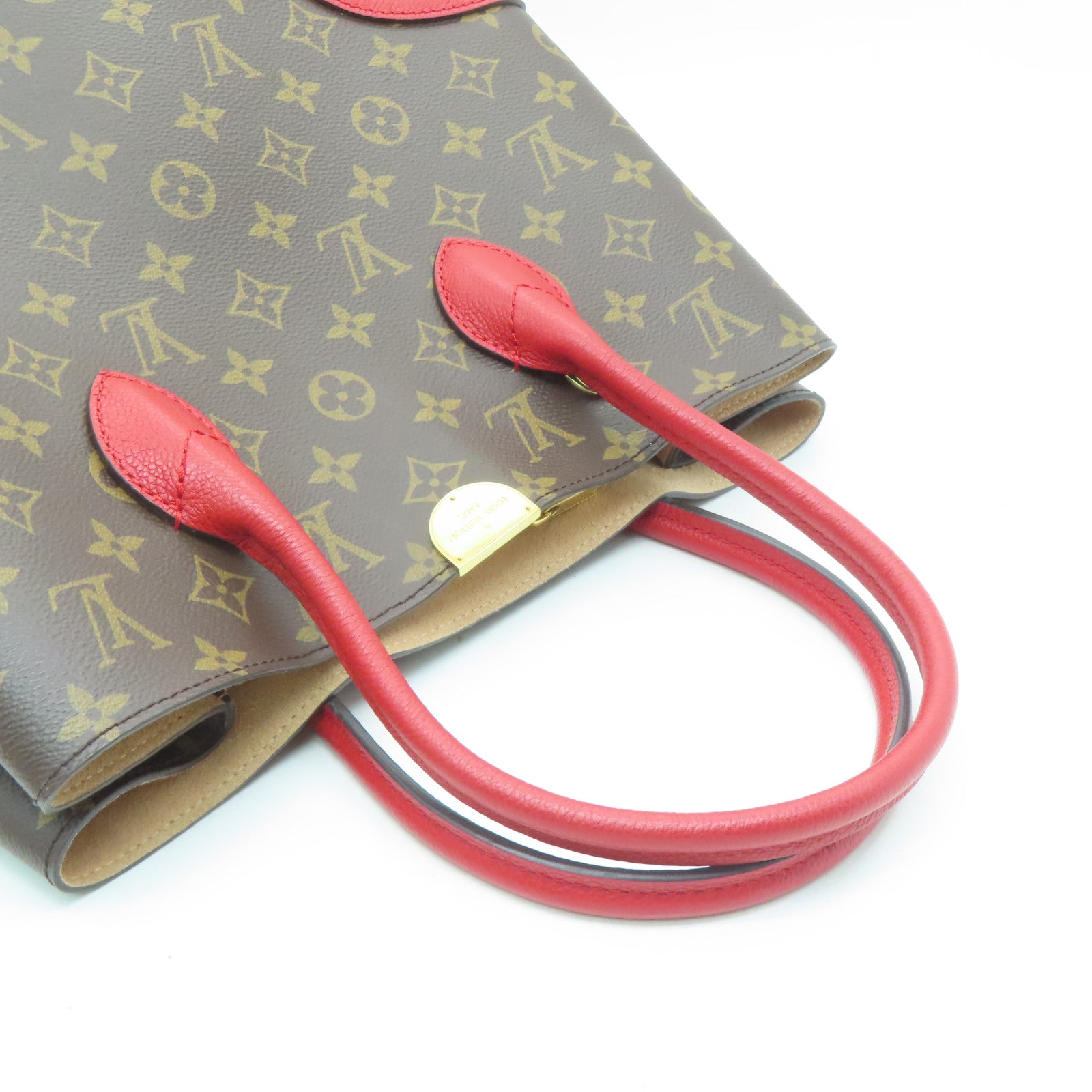 LOUIS VUITTON Monogram Flandrin金扣手挽肩背兩用袋棕色/紅色